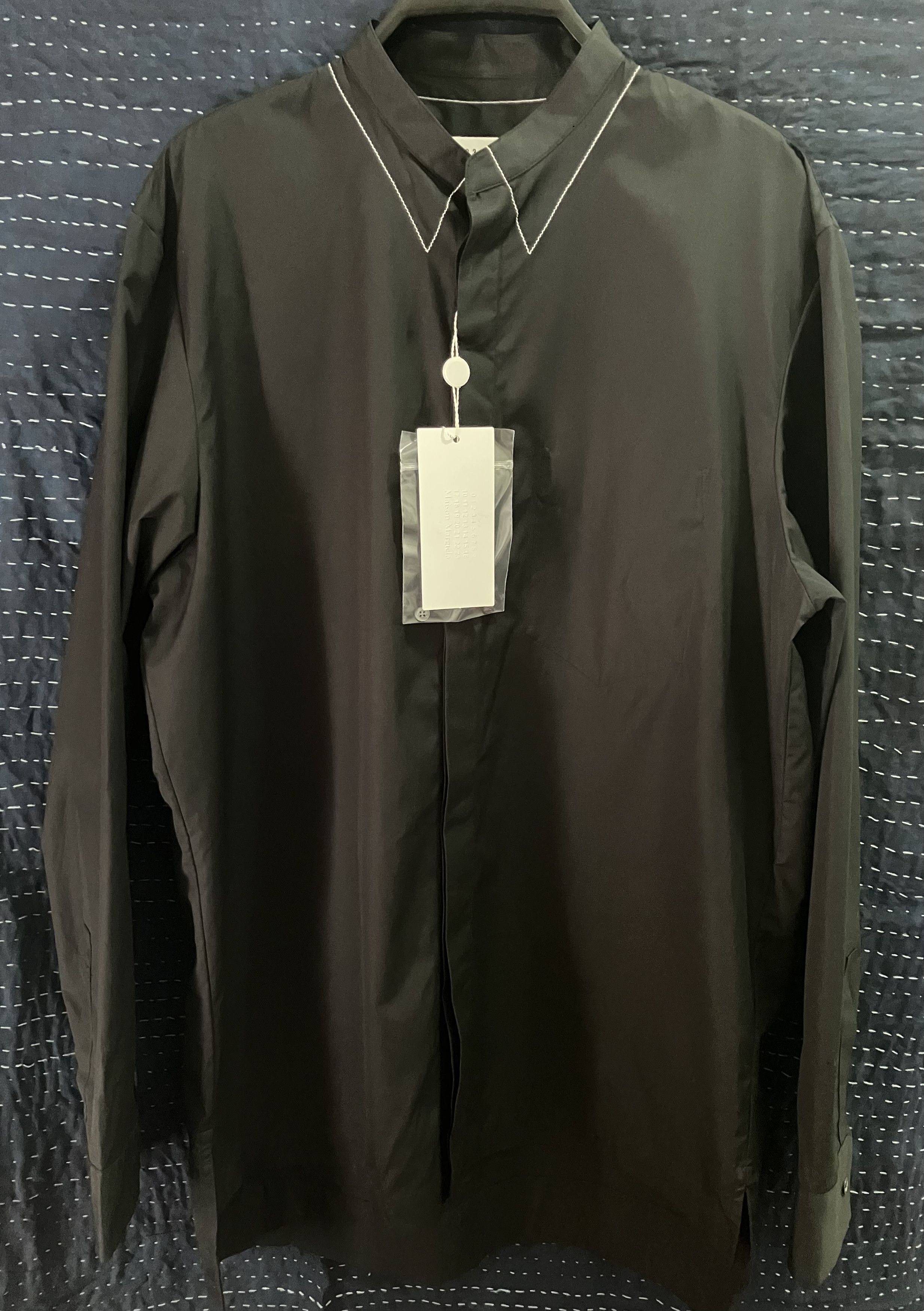 Maison Margiela Contrast Stitch Collar Long Sleeve Poplin Button 