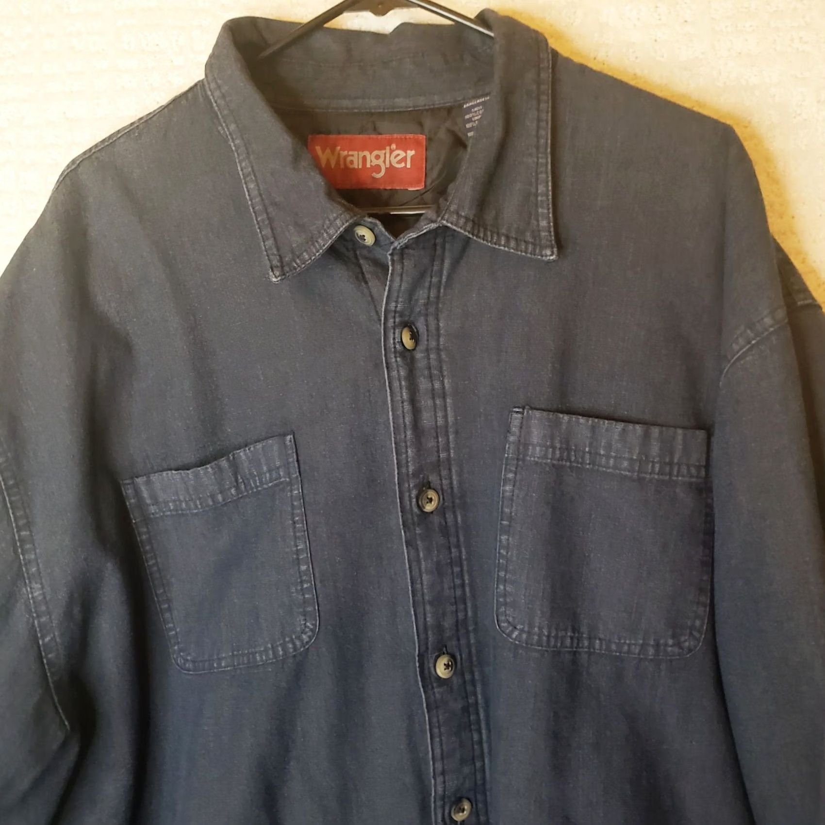 Wrangler Wrangler Shacket Men's 2XL Blue Canvas Quilted Insulated Button Up Shirt Jacket Size US XXL / EU 58 / 5 - 4 Thumbnail