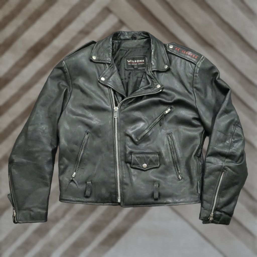 Vintage VINTAGE Wilsons Leather Jacket Mens Large Black Bomber Jacket Size US L / EU 52-54 / 3 - 1 Thumbnail
