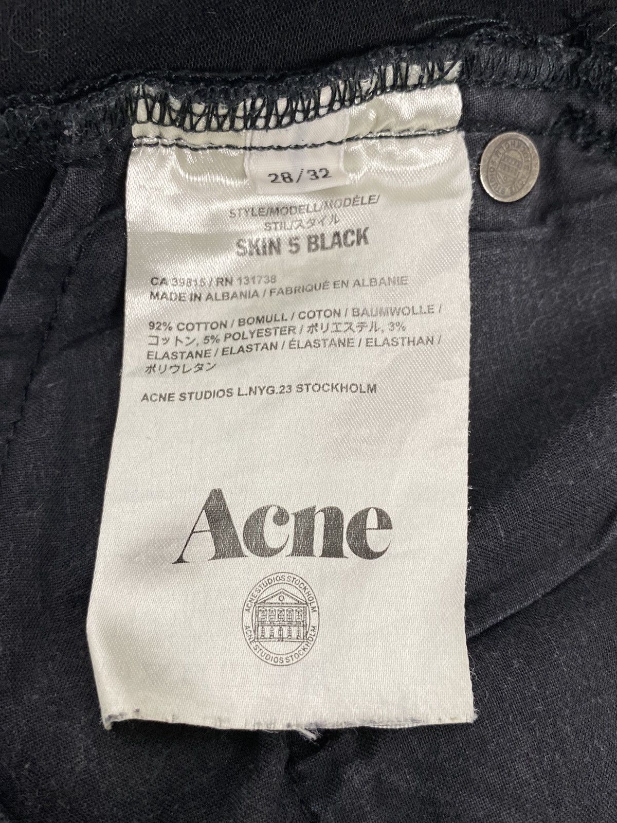 Acne Studios Acne Studios Skin 5 Black Skinny Denim Pants 28/32 Size 28" / US 6 / IT 42 - 12 Thumbnail