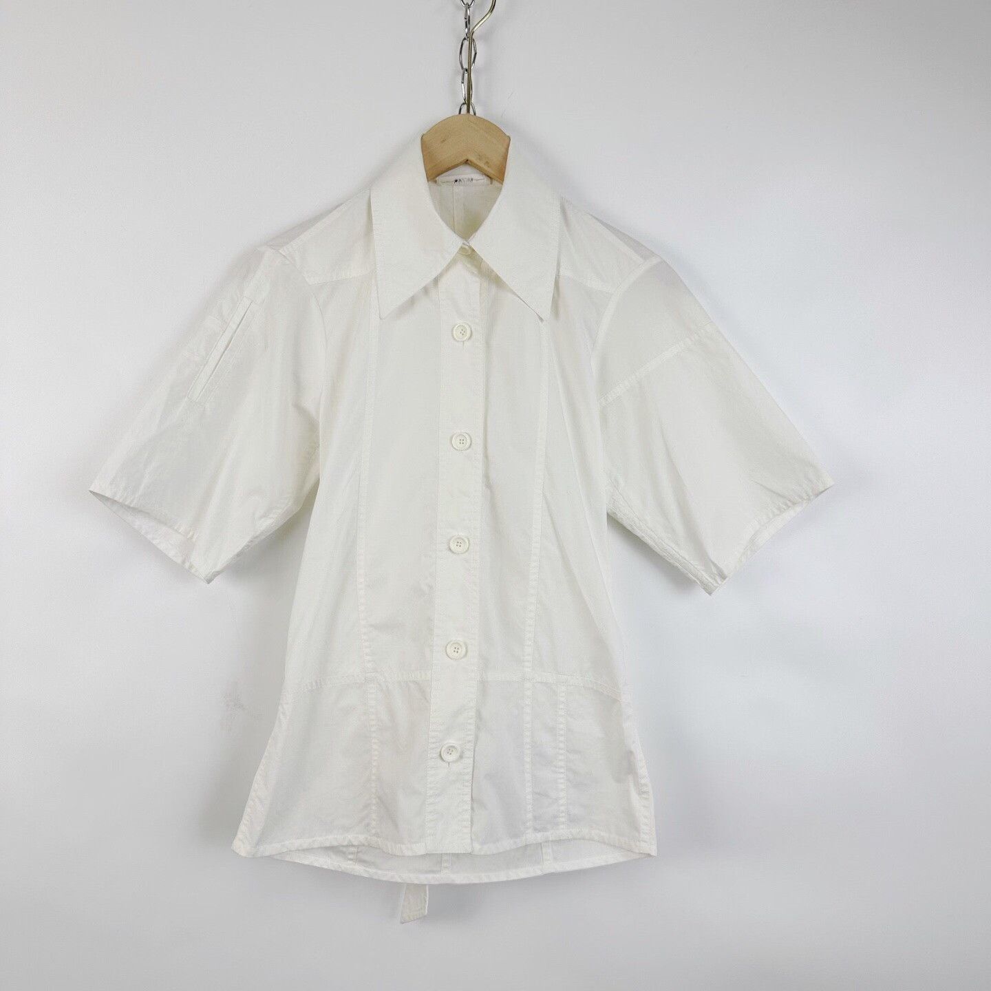 Celine CELINE White Fitted Short-Sleeve Shirt Size XXS / US 00 / IT 34 - 1 Thumbnail