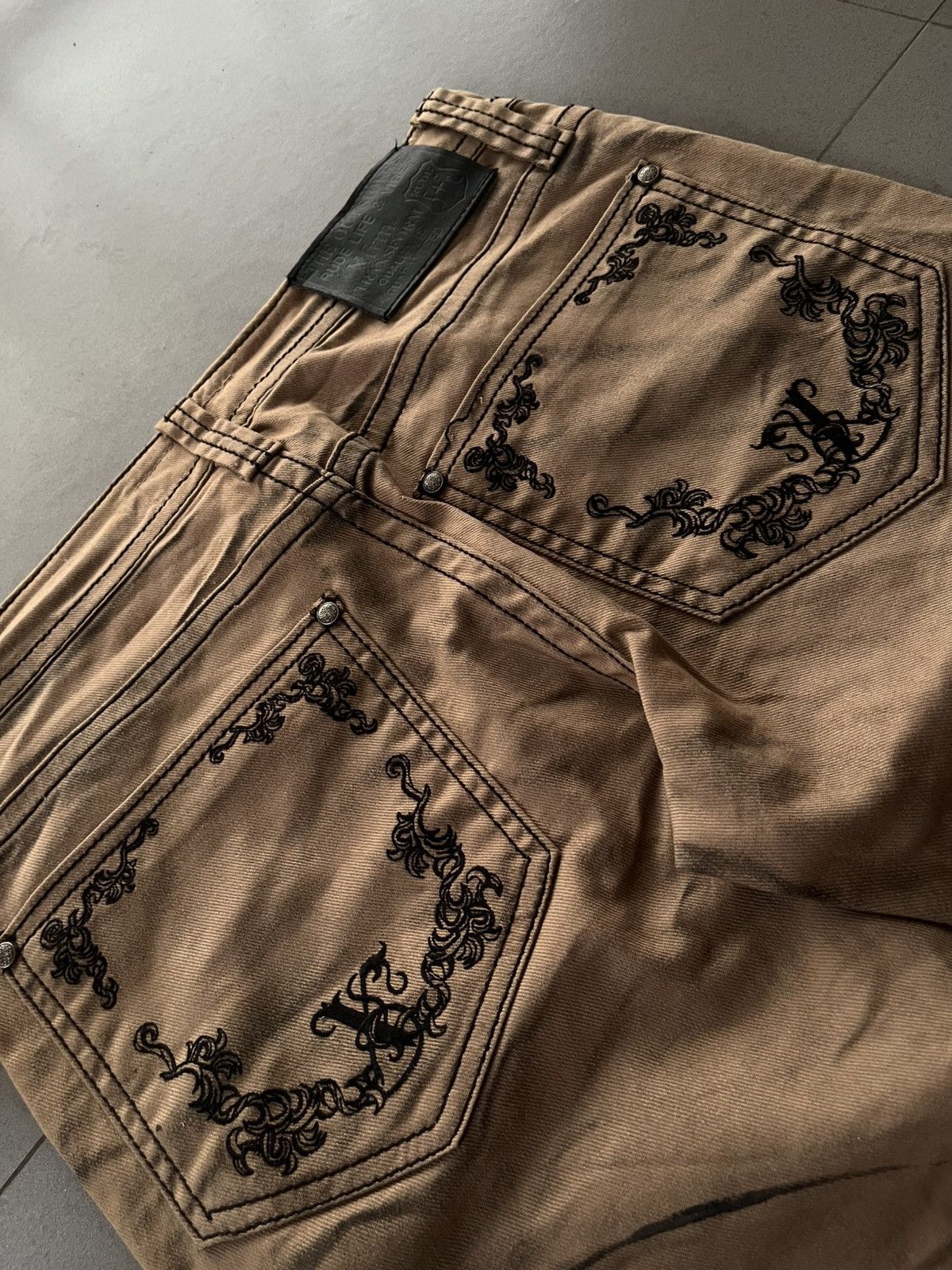 14th Addiction JAPANESE XFRM FADED PATTERN FLARE BOOTCUT SEDITIONARIES PUNK Size US 30 / EU 46 - 6 Thumbnail