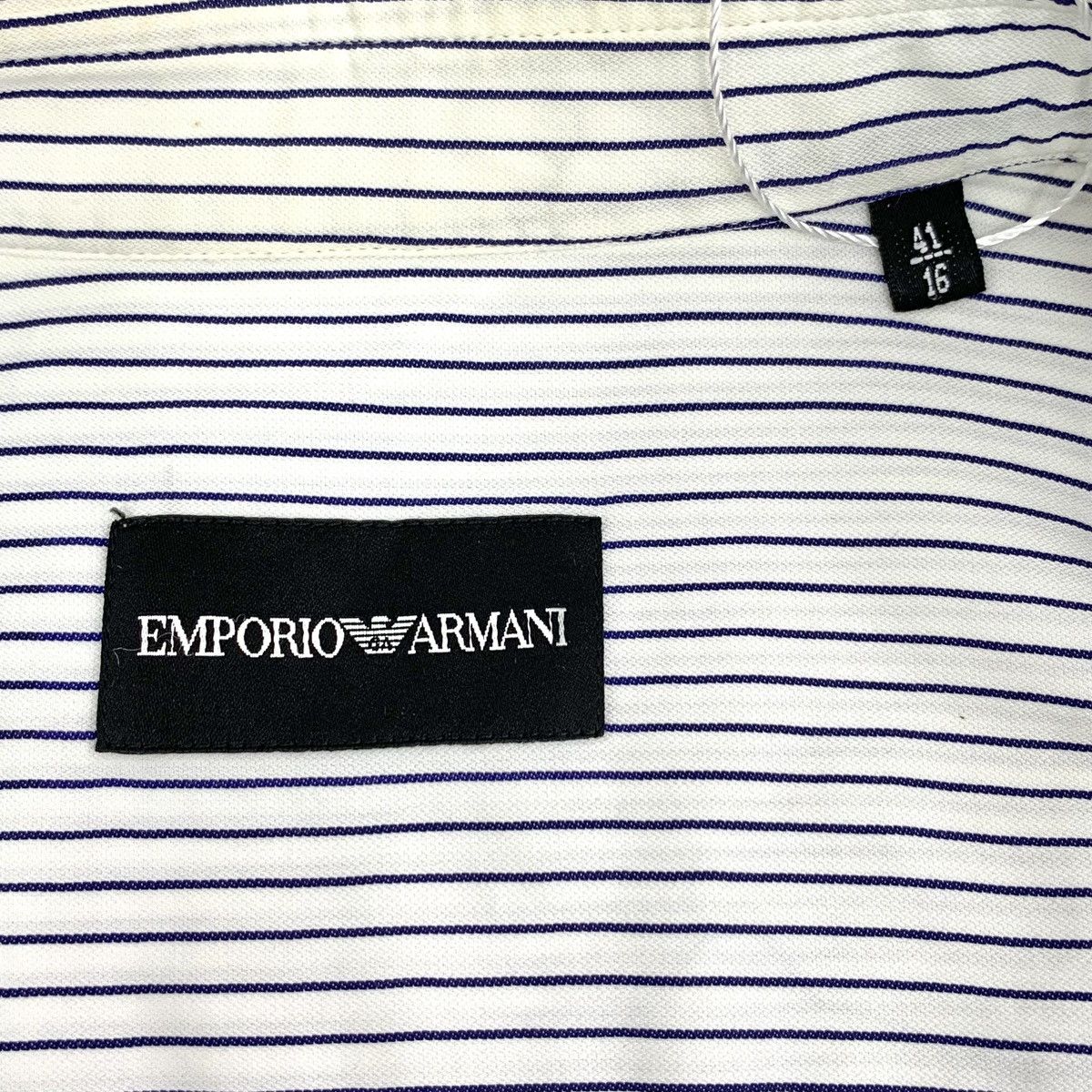 Armani Armani White Striped Cotton Collared Long Sleeve Shirt K26WX Size US XS / EU 42 / 0 - 5 Thumbnail