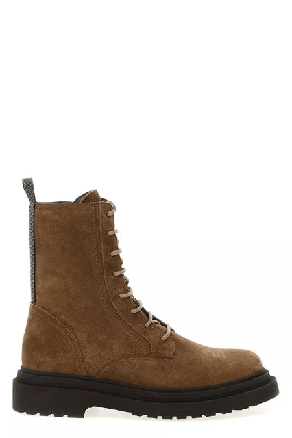Brunello Cucinelli BRUNELLO CUCINELLI Brown Suede Combat Boots New & Authentic Size US 8.5 / IT 38.5 - 5 Thumbnail