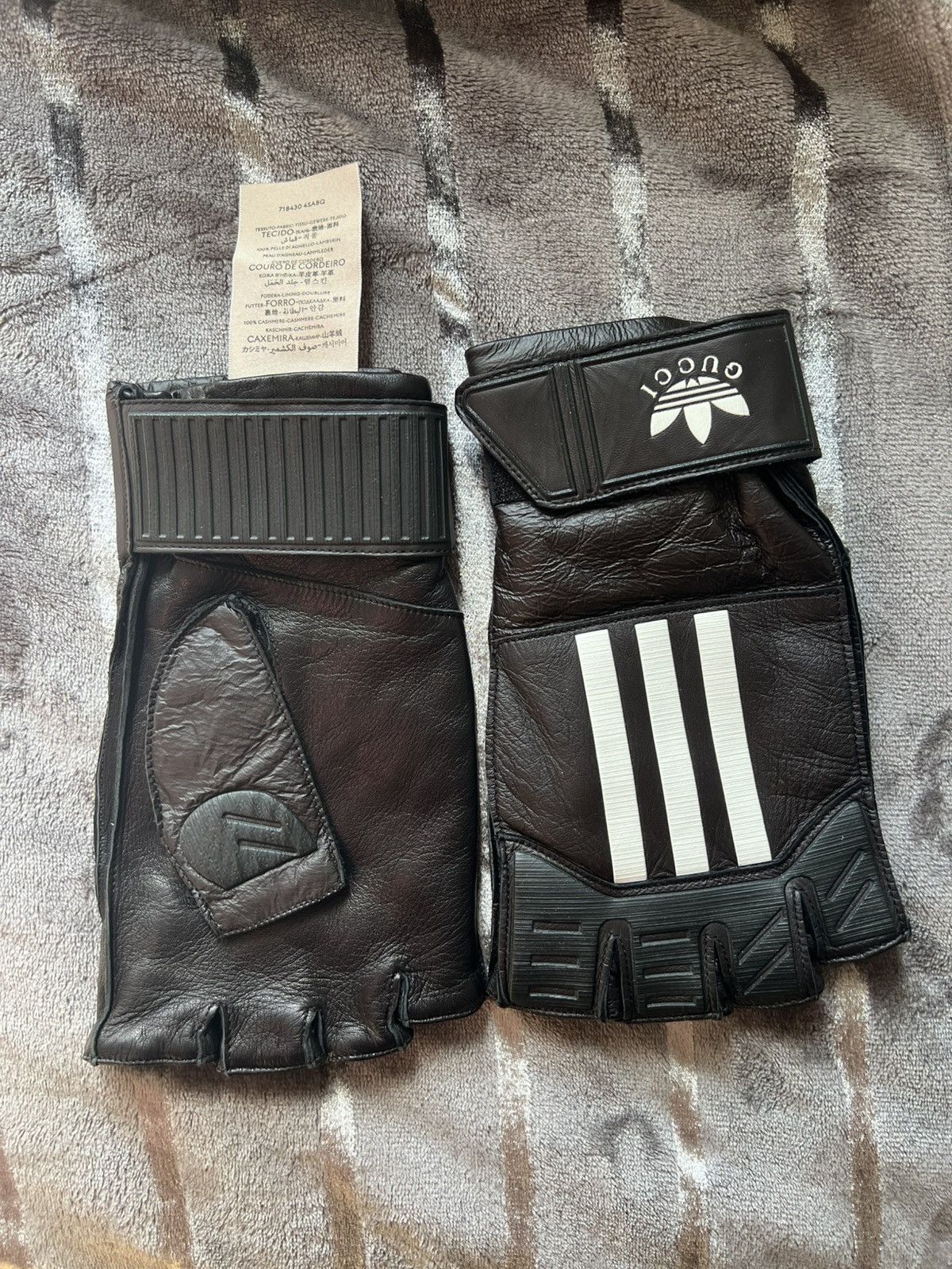 Adidas × Gucci Gucci x Adidas Black Leather Gloves Size ONE SIZE - 2 Thumbnail