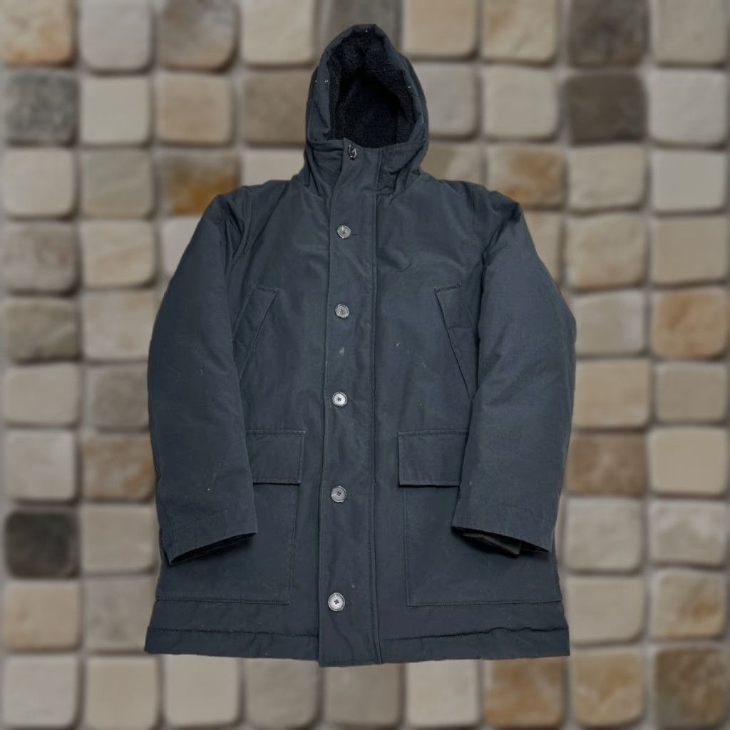 GAP Jacket Mens Parka Hooded Water Resistant Fleece Black Medium Pockets Chest 48 in - Casual Outdoor Everyday