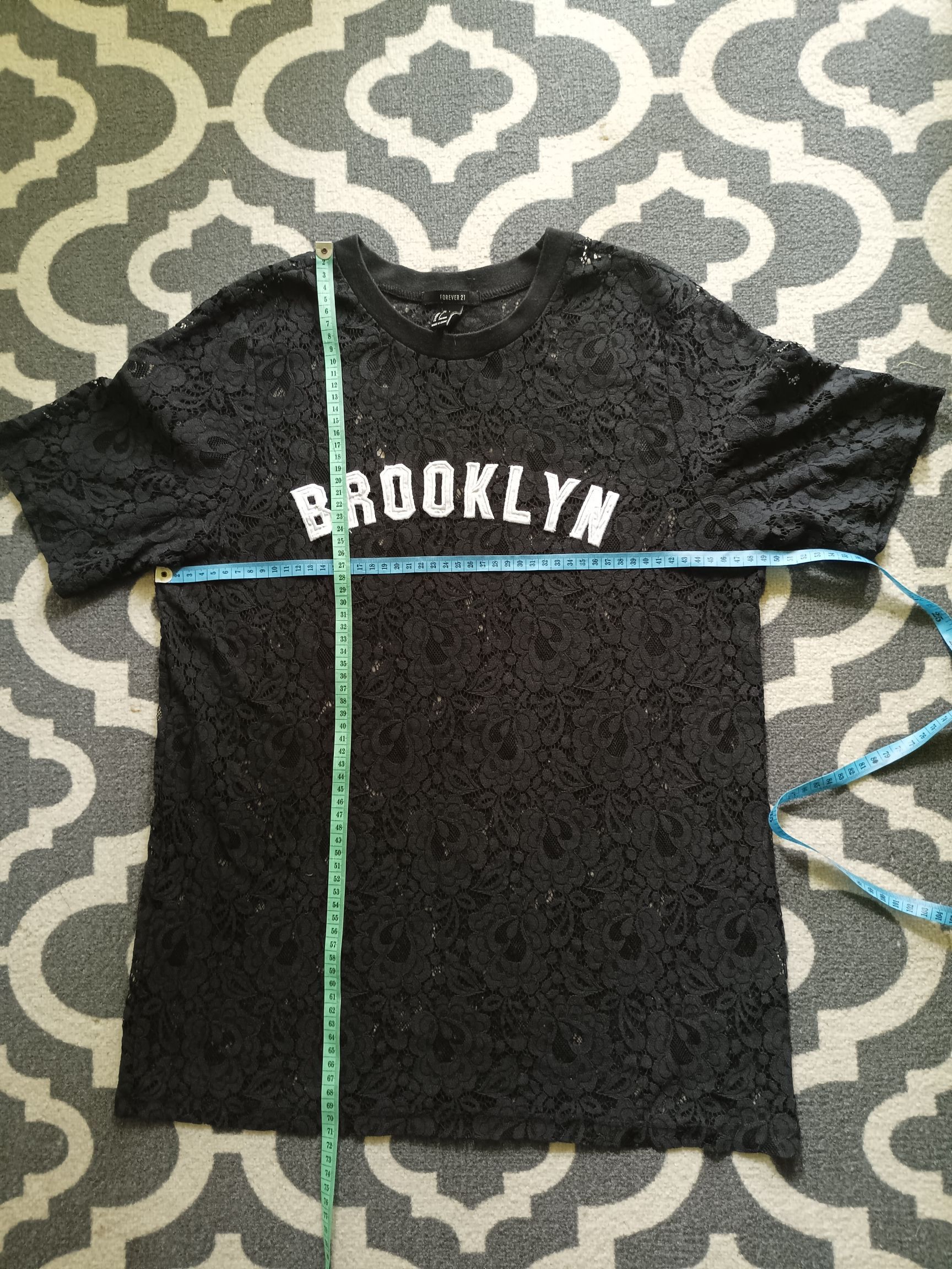 Forever 21 × Japanese Brand Black Lace/Black brocade Brooklyn Short Sleeve Size US L / EU 52-54 / 3 - 9 Thumbnail