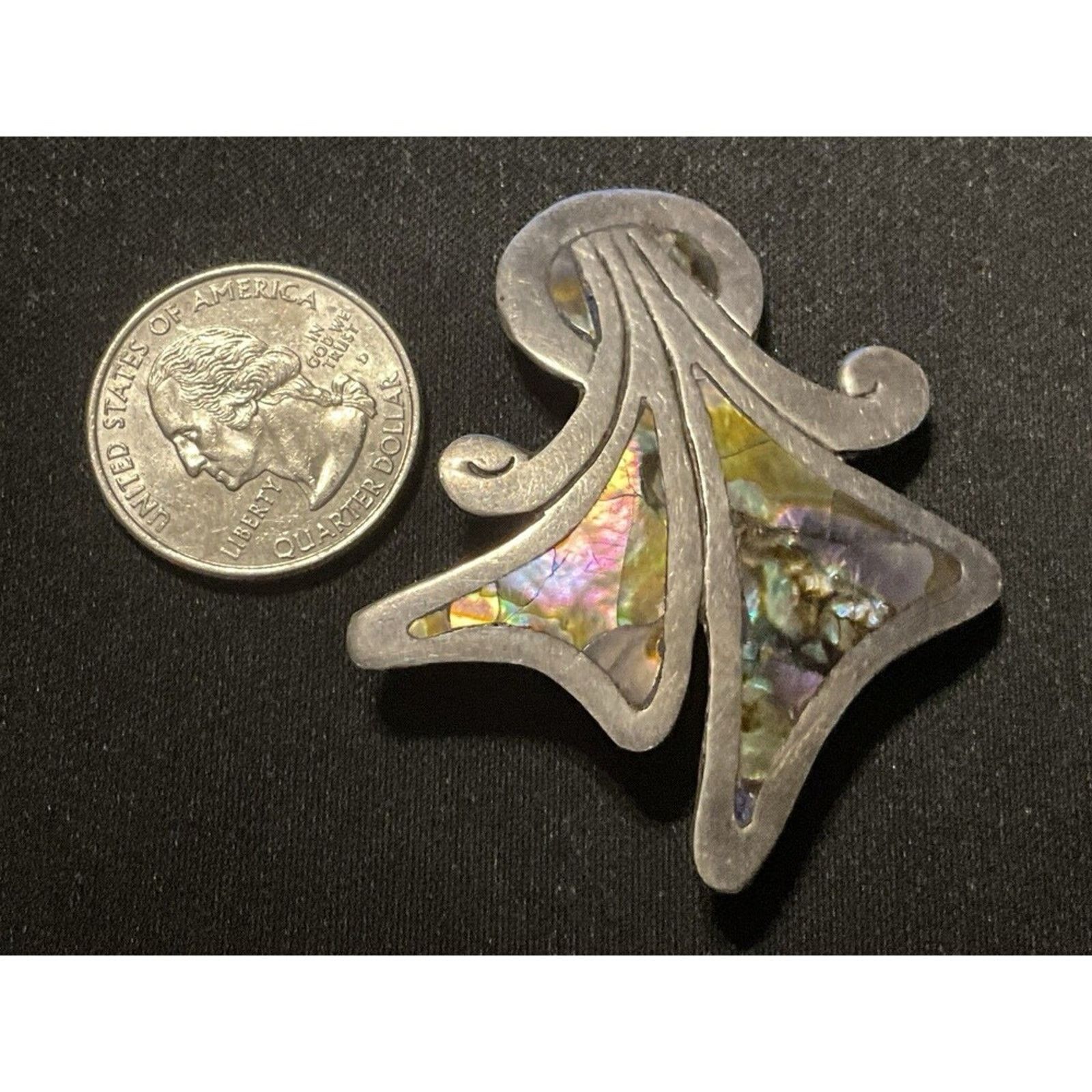 Other Vintage Sterling Mexico Abalone Brooch, Great Patina Size ONE SIZE - 4 Thumbnail