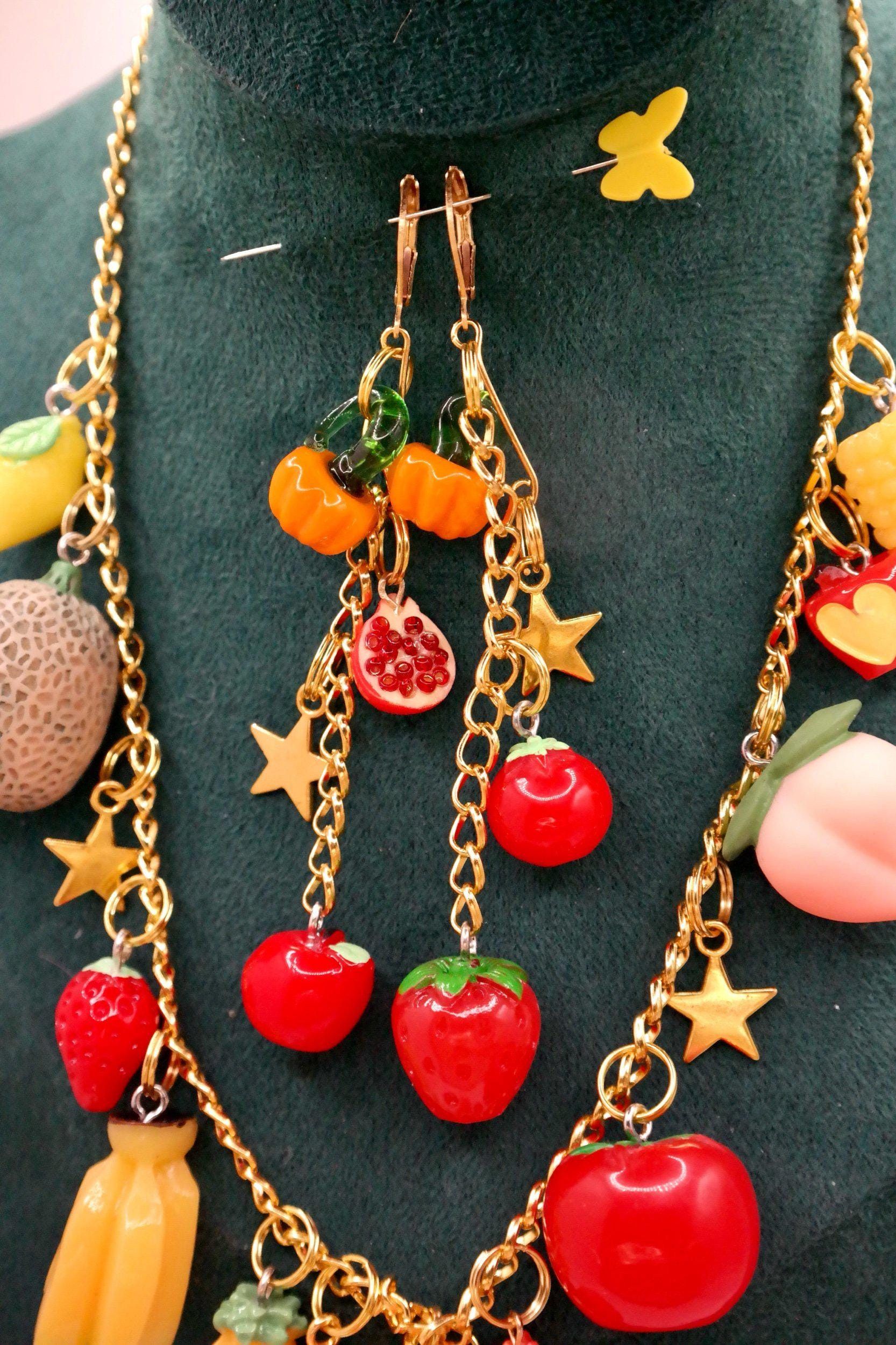 Handmade Fruity Gold Star Necklace & Earrings Set Size ONE SIZE - 6 Thumbnail