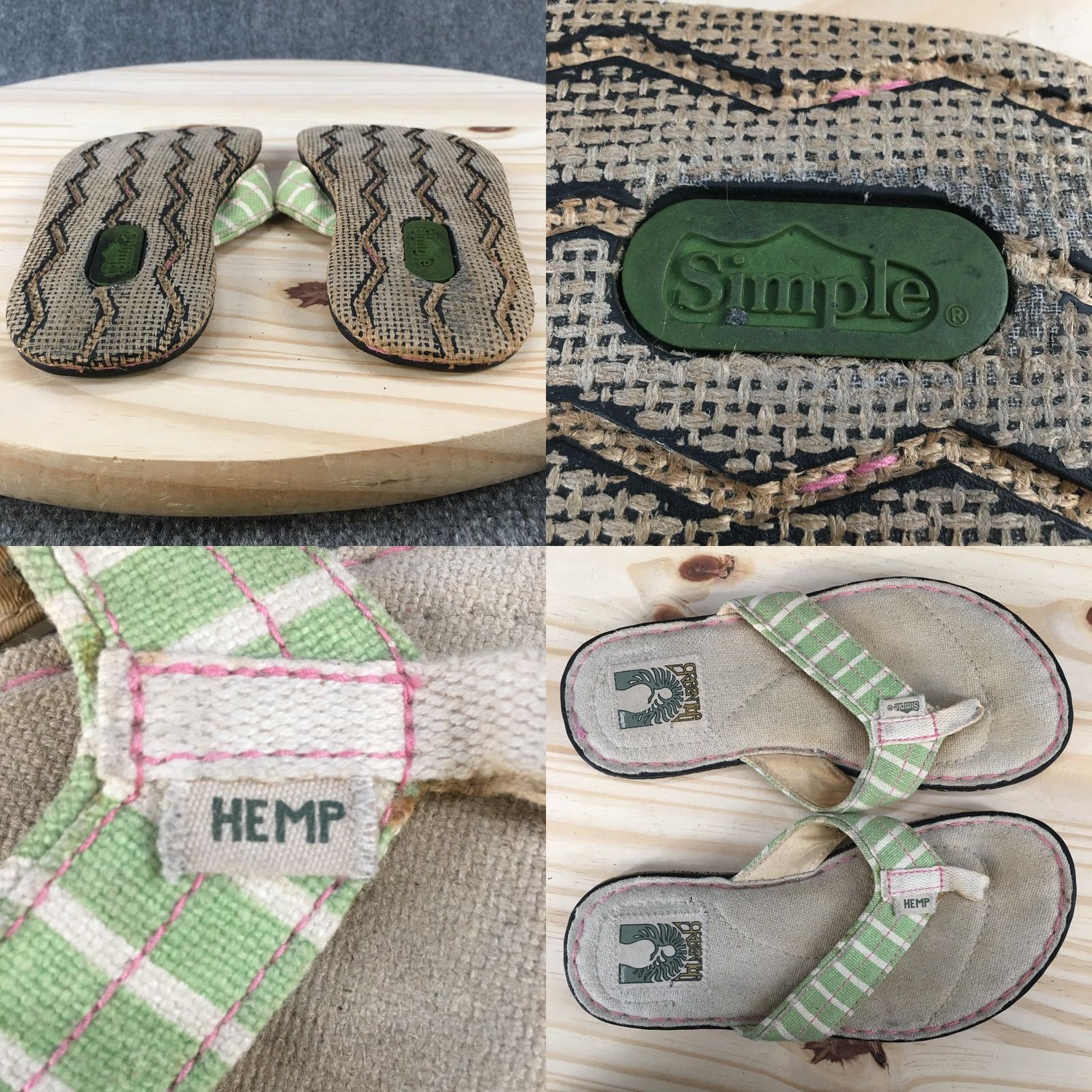 Vintage Simple Sandals Green Toe Womens 37 Casual Slip On Hemp Flip Flops Brown Sandal Women 37 Green Toe Slip On Hemp Thong Flip Flops Brown Size US 7 / IT 37 - 9 Thumbnail