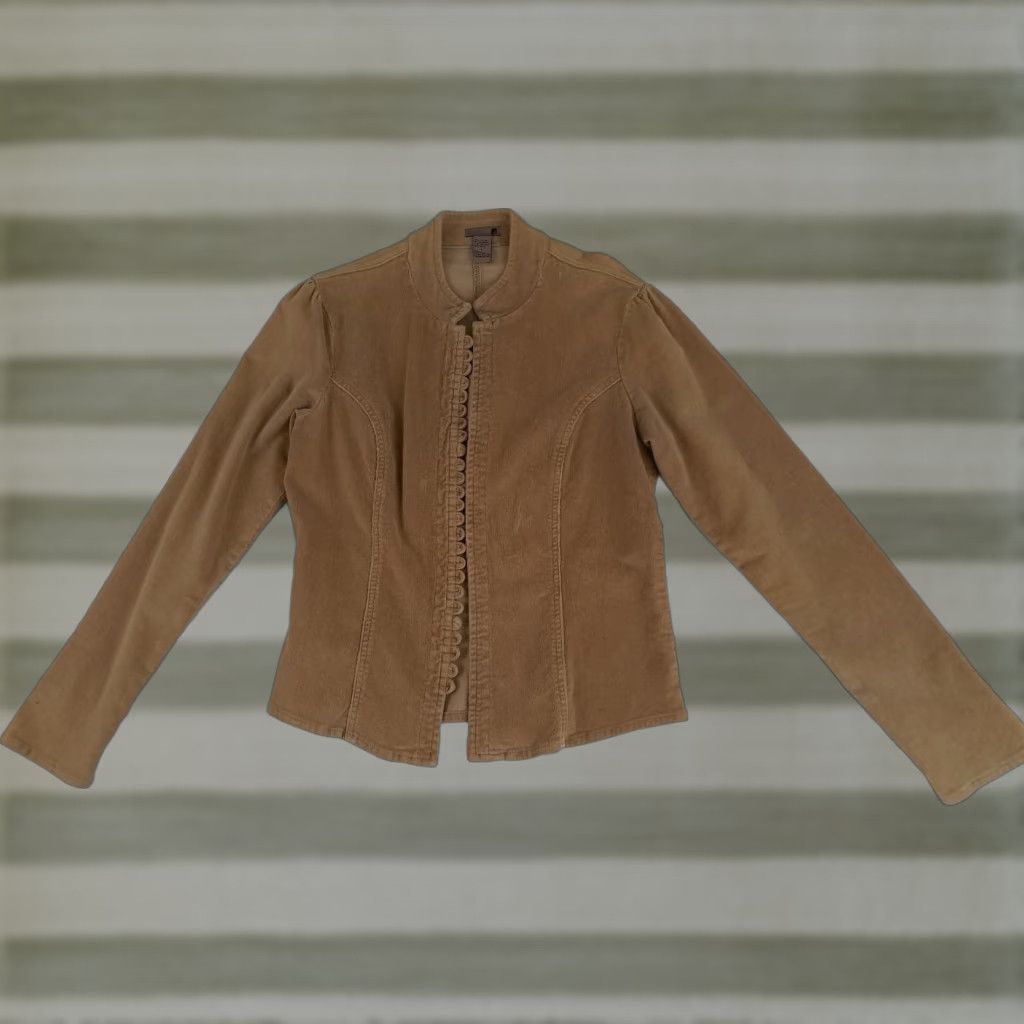 JCPenney VINTAGE Corduroy Shirt JC Penny Button-Up Women Large L Brown Regular Long Sleeve Button-Up Blazer Size L / US 10 / IT 46 - 1 Thumbnail