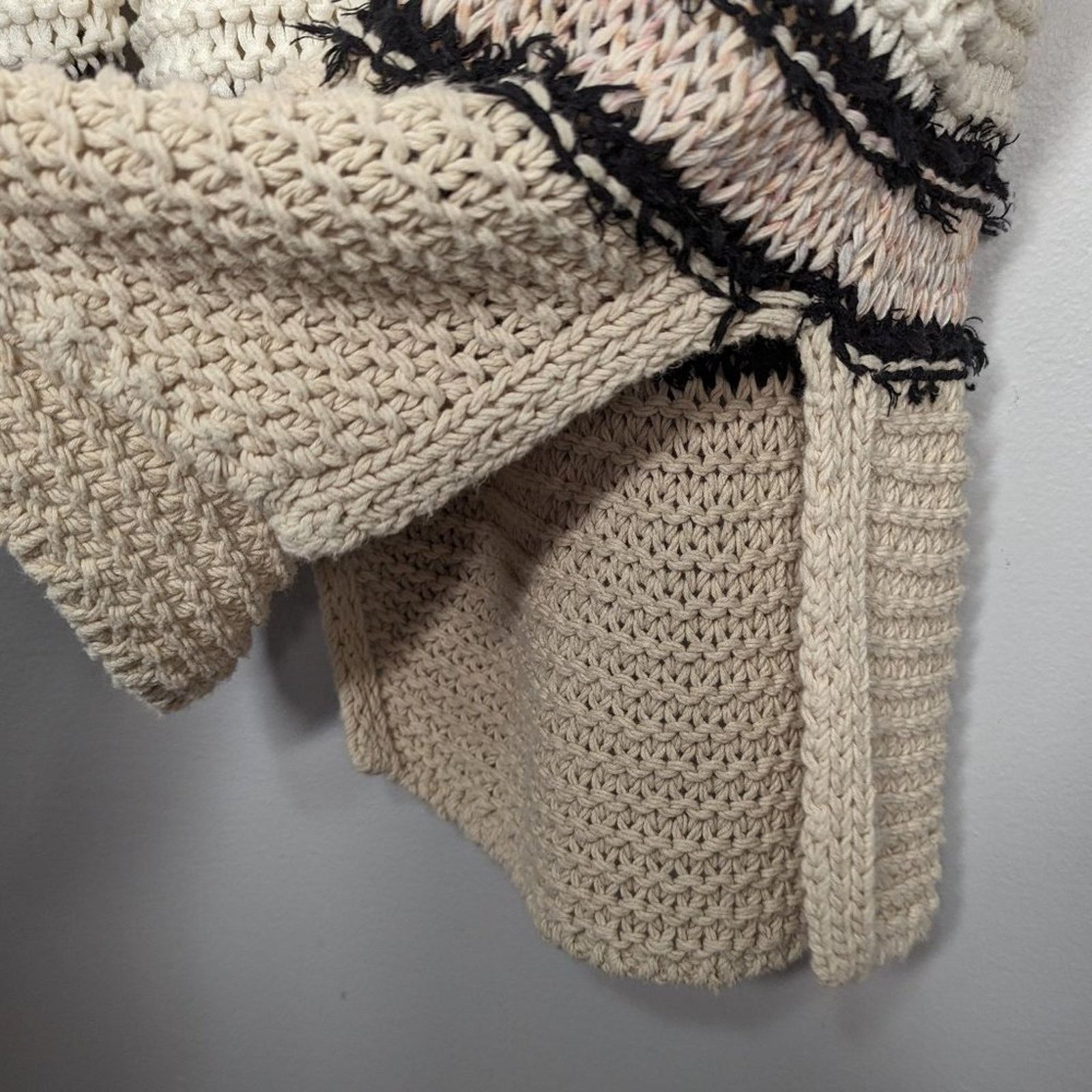 Rag & Bone Rag & Bone Beige Striped Open Knit Oversized Sweater Hoodie Size XXS / US 00 / IT 34 - 6 Thumbnail