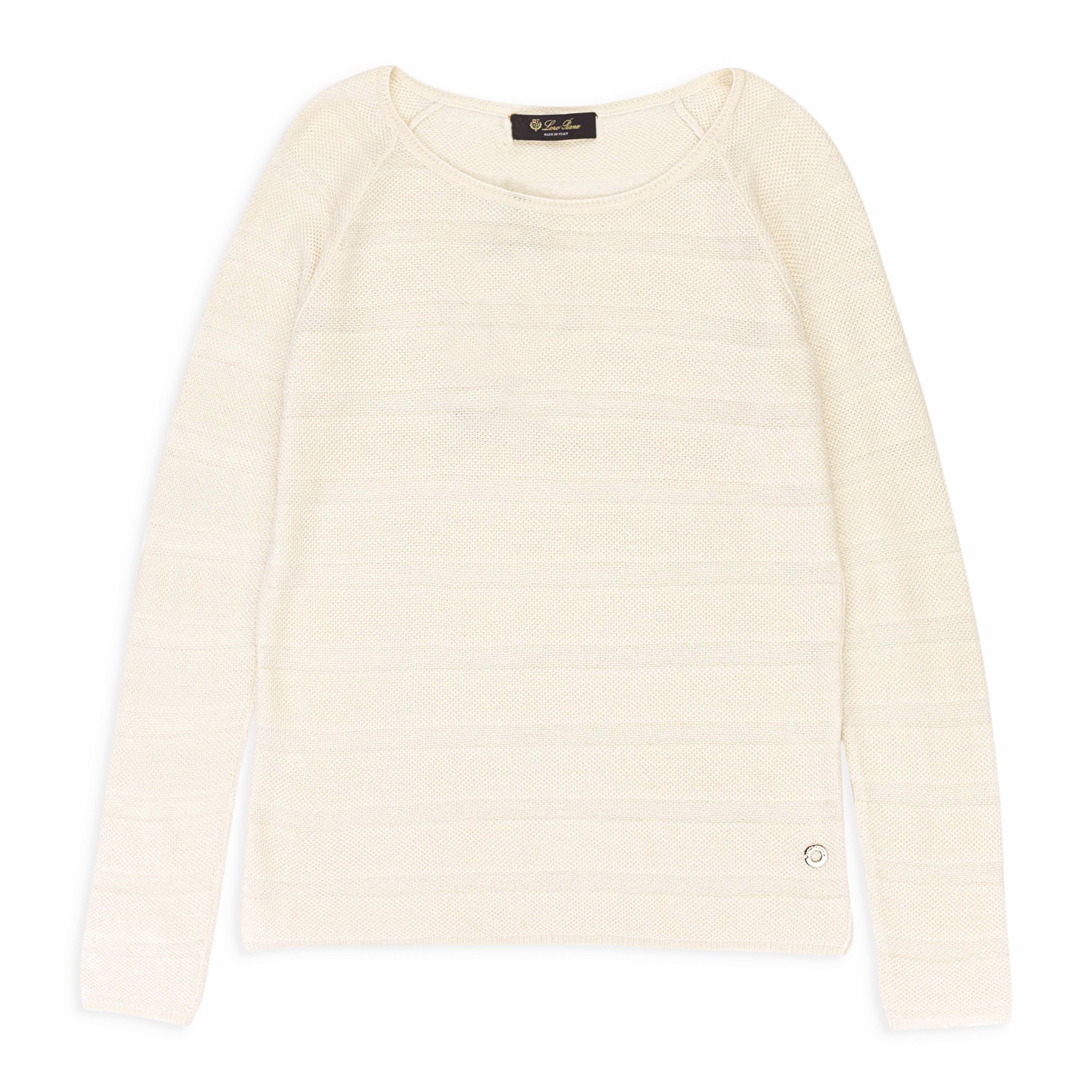 Loro Piana CASHMERE SCOOP NECK WHITE SWEATER SIZE 44 Size M / US 6-8 / IT 42-44 - 1 Thumbnail