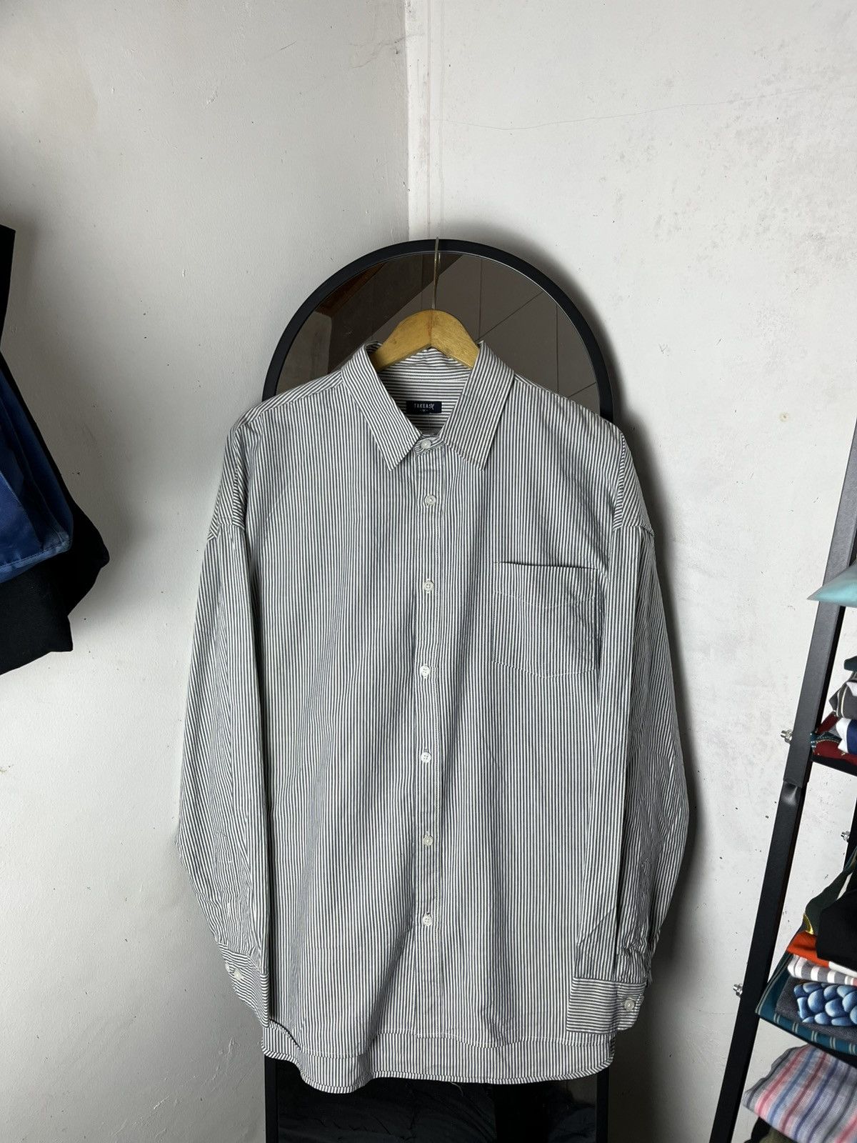 Japanese Brand Takeasy striped oversize button shirt /cdg/kapital/issey/ Size US M / EU 48-50 / 2 - 2 Thumbnail