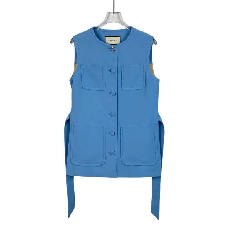Gucci Gucci Blue multi-pocket wool single-breasted belt vest 250 Size US XS / EU 42 / 0 - 1 Thumbnail