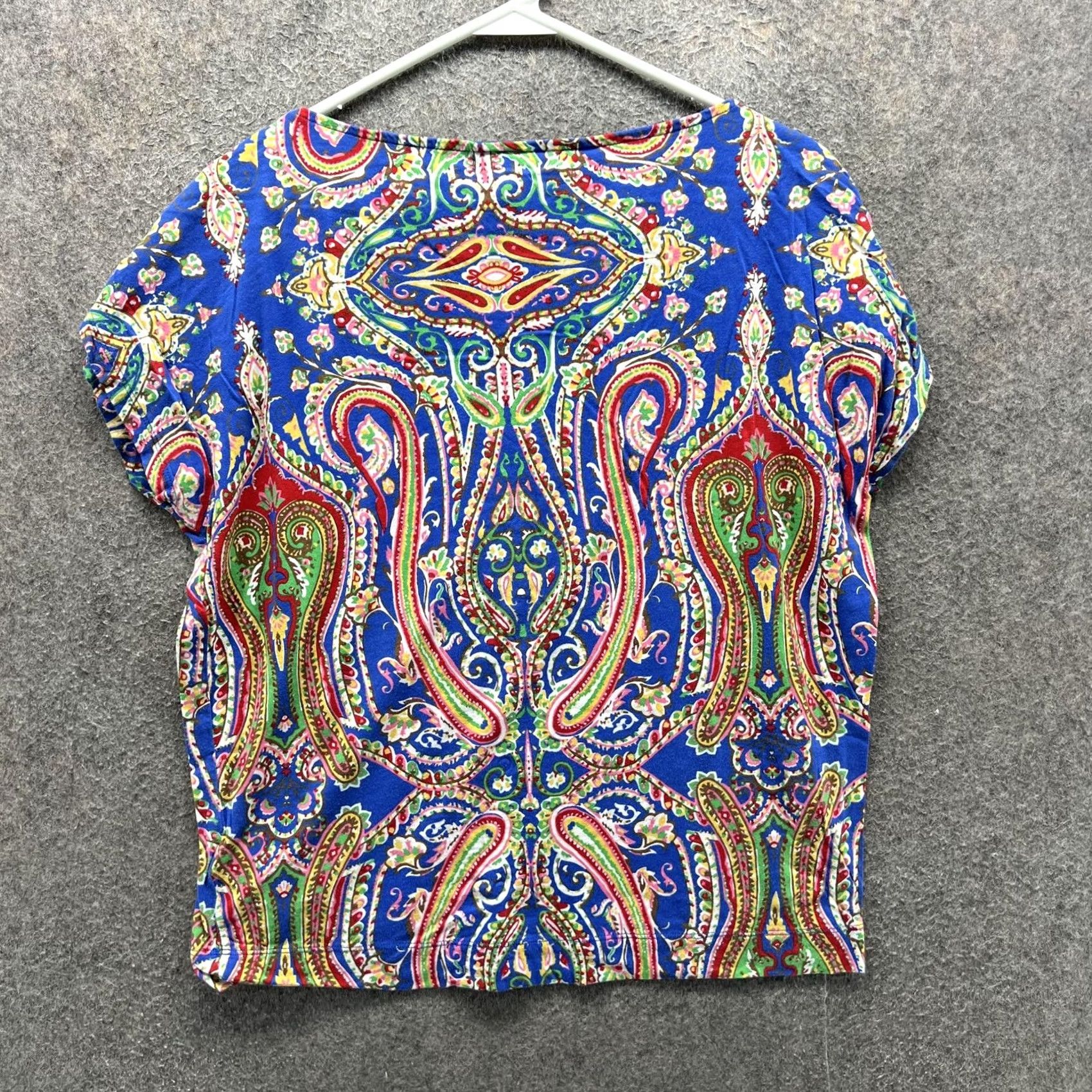Ralph Lauren Lauren Ralph Lauren Shirt Womens Large Blue Paisley Scoop Neck Short Sleeve Top Size L / US 10 / IT 46 - 6 Thumbnail
