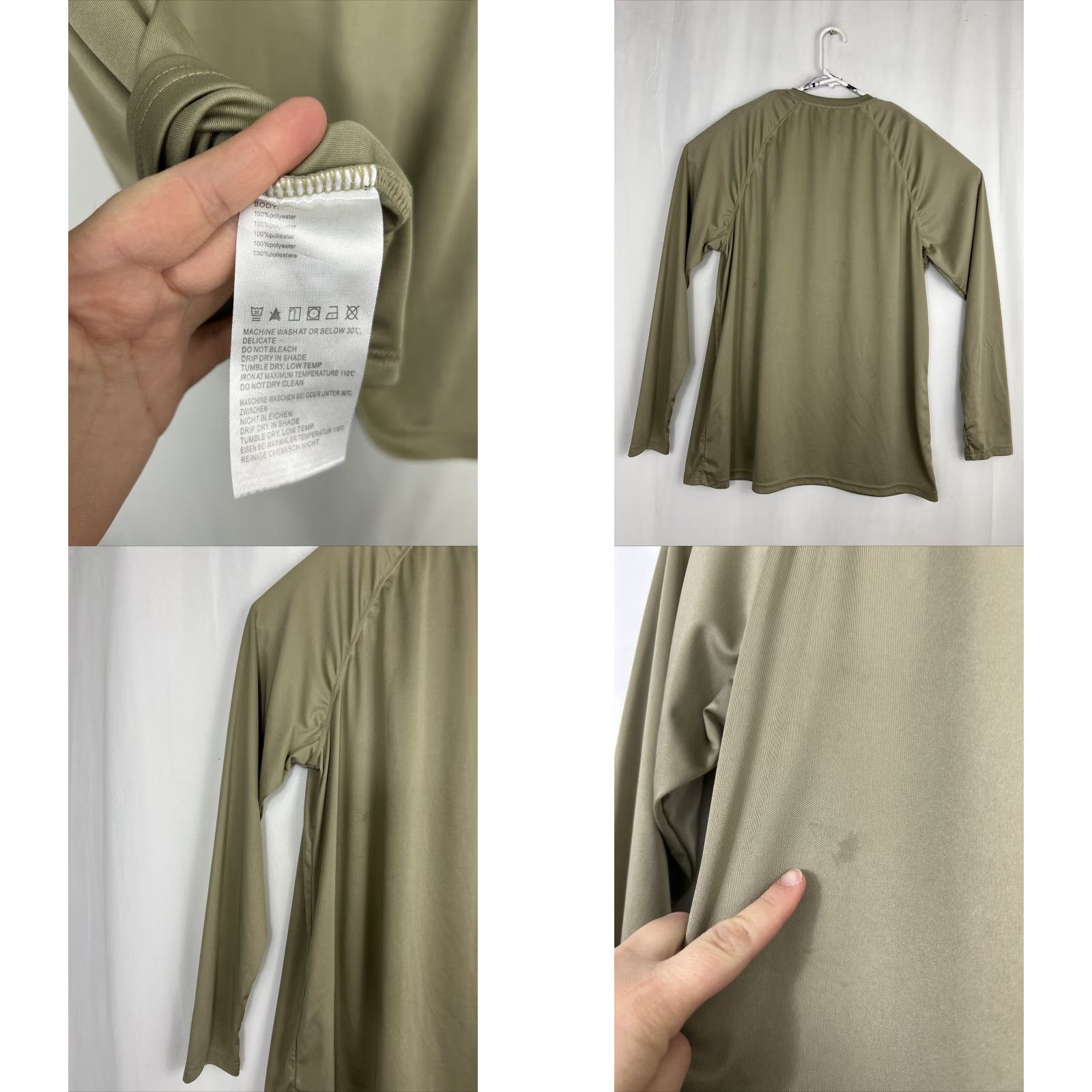 Olive Baleaf Mens 2XL Olive Green Long Sleeve Under Layer Active Shirt Stains Size US XXL / EU 58 / 5 - 8 Thumbnail