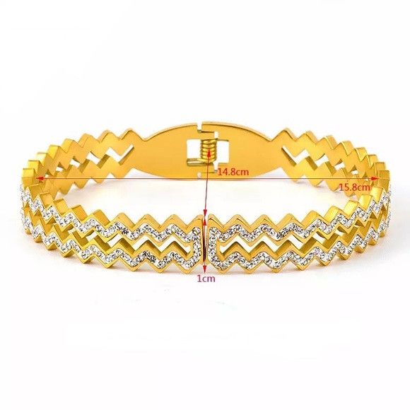 Other Women Full Zirconia Stainless Steel Hollow Bracelet (G) Size ONE SIZE - 3 Thumbnail