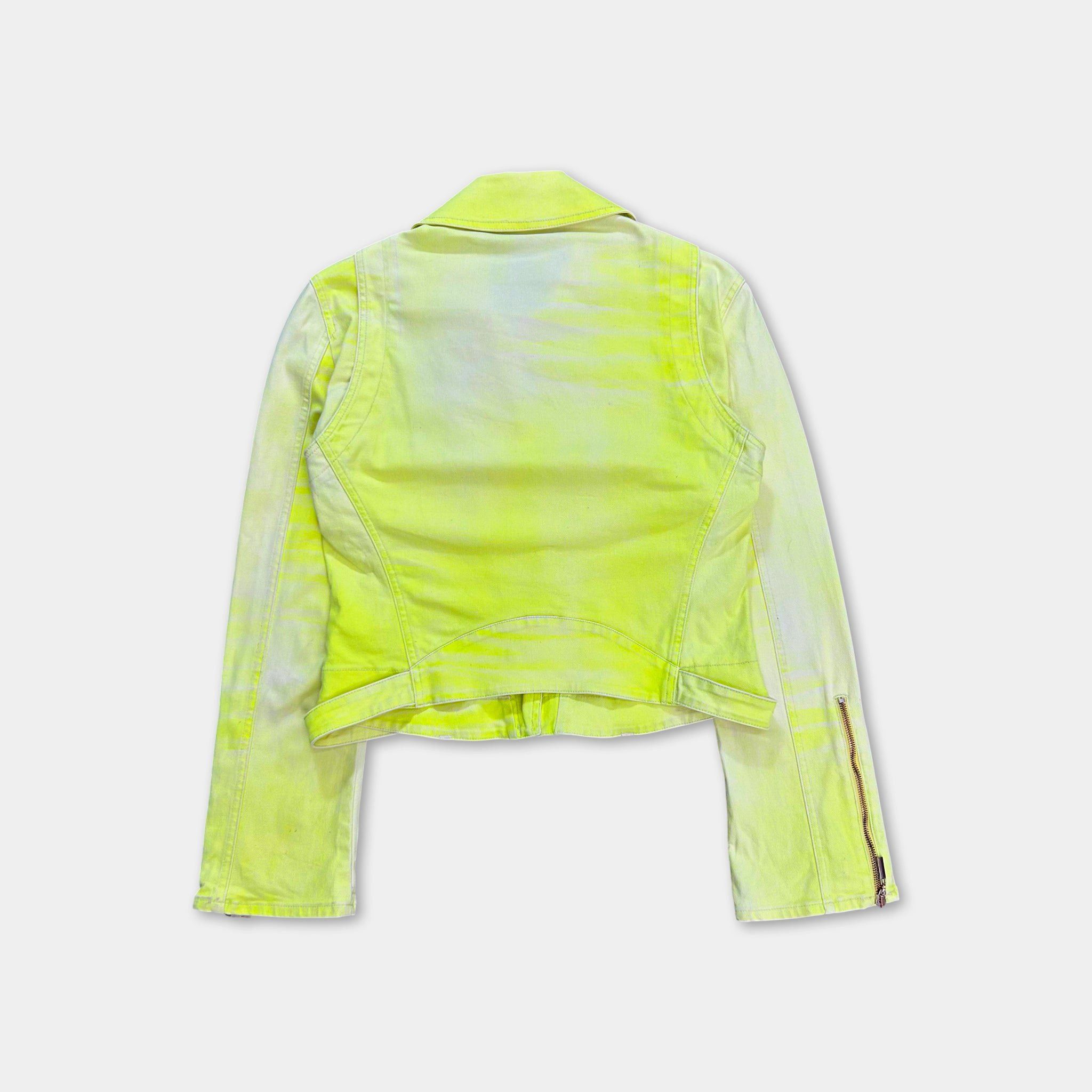 Just Cavalli Just Cavalli 2000's Neon Yellow Denim Biker Jacket Size M / US 6-8 / IT 42-44 - 5 Thumbnail