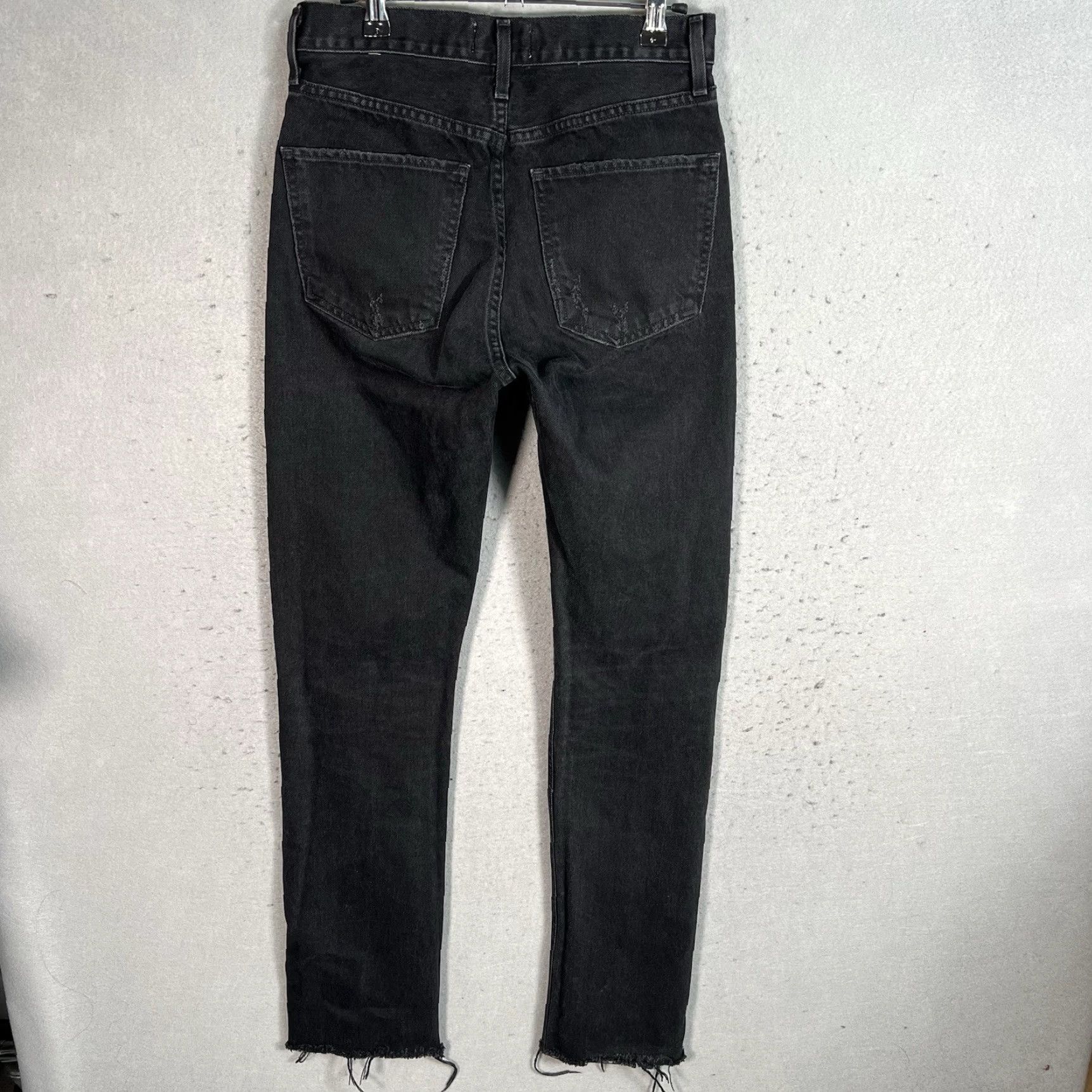VINTAGE AGOLDE Cherie High Rise Straight Jeans Womens 25 Black Distressed 90s Boho City Denim Straight Jeans Women 25 Mens? Wait. No.