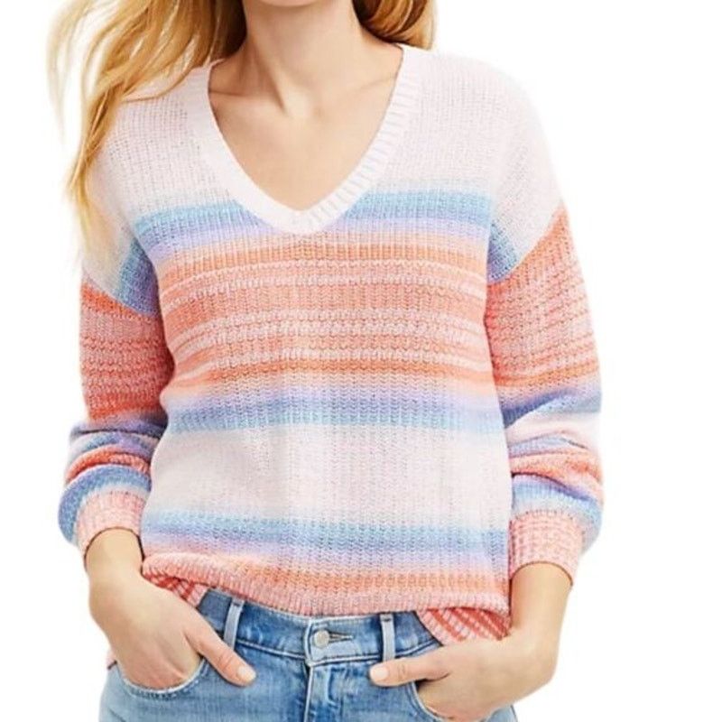 Loft Loft Women's V-Neck Knitted Sweater in Multi, Size M Size M / US 6-8 / IT 42-44 - 1 Thumbnail
