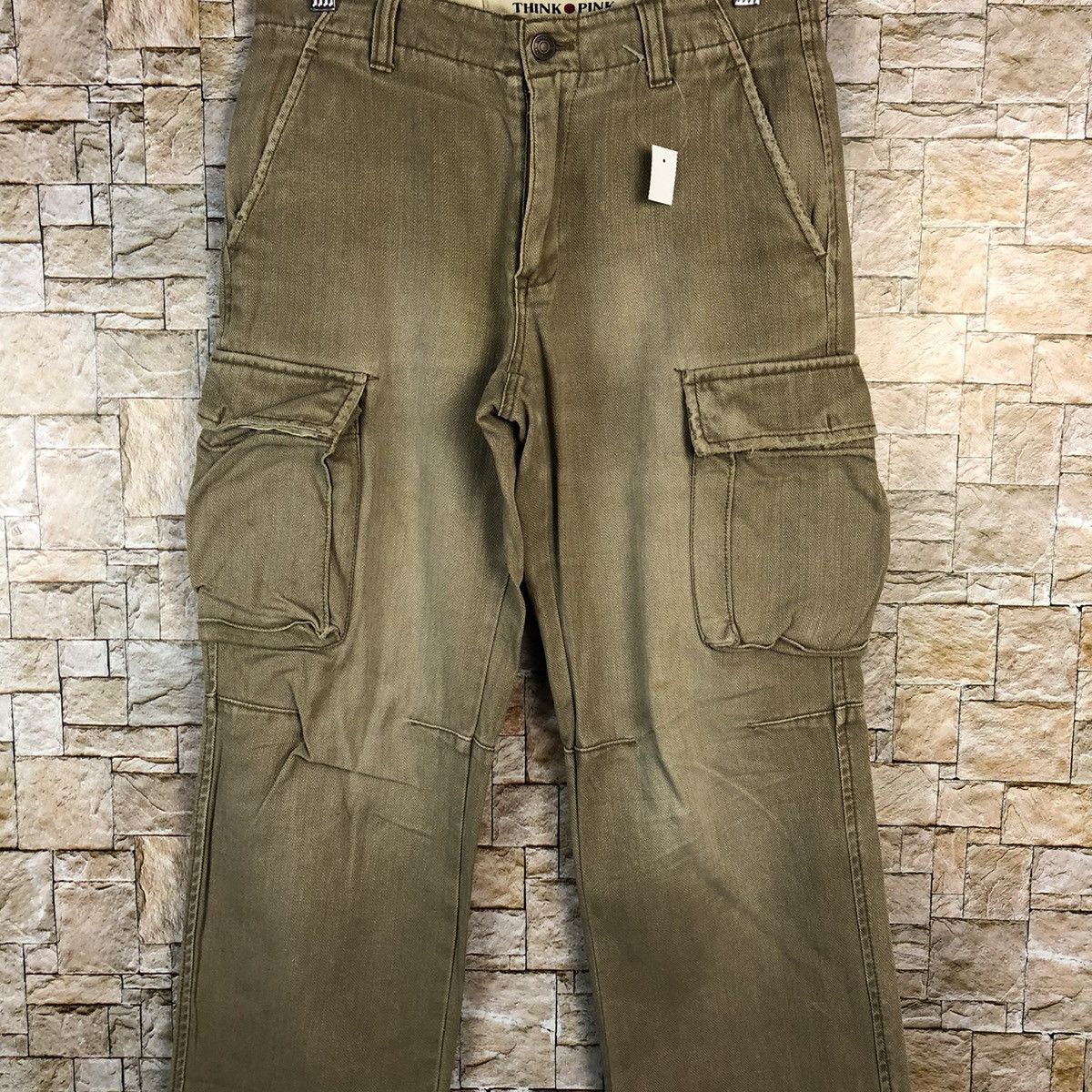Japanese Brand Think Pink faded Cargo utility Multipocket Pants #A1160 Size US 29 - 5 Thumbnail