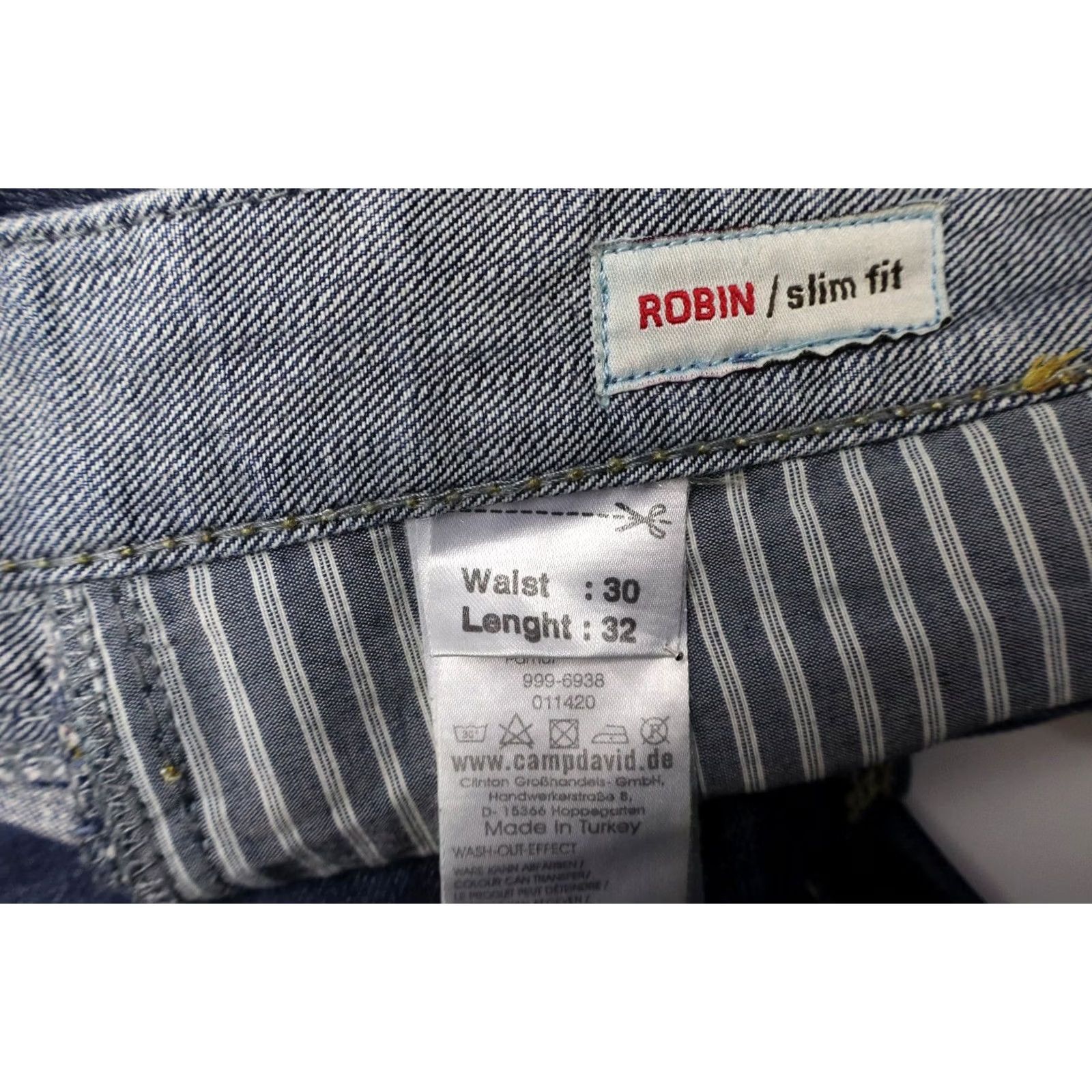 Vintage CAMP DAVID Jeans Slim Fit Robin Men's W30/L32 Blue Denim Whiskers Button Fly Size US 30 / EU 46 - 5 Thumbnail