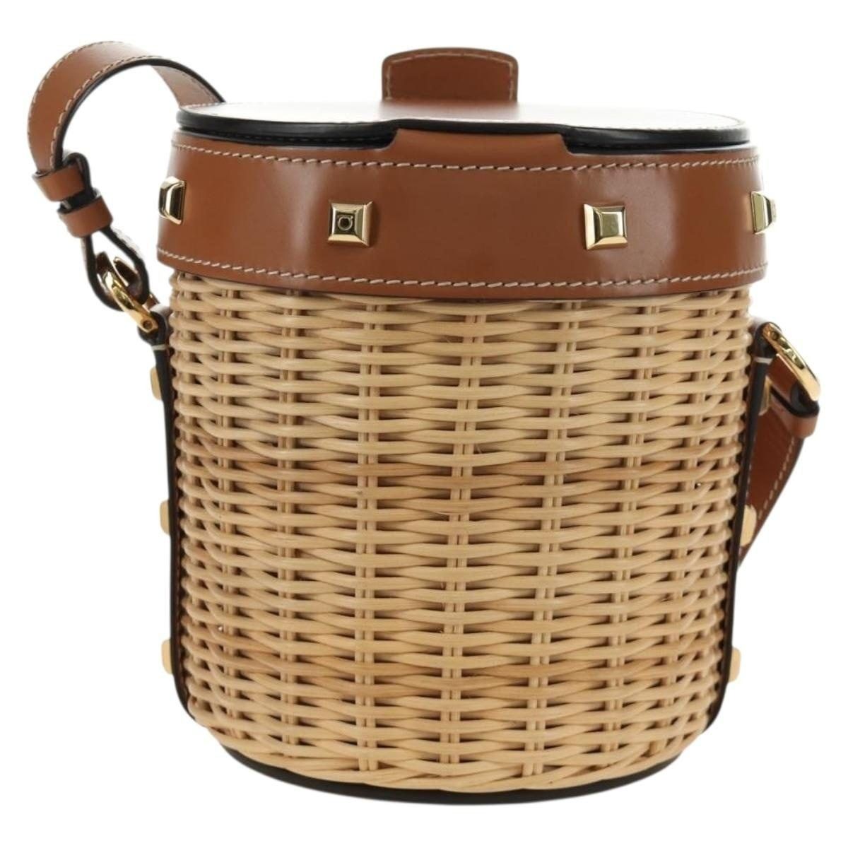 Salvatore Ferragamo Salvatore Ferragamo Gancini Straw Shoulder Bag Beige Size ONE SIZE - 3 Thumbnail