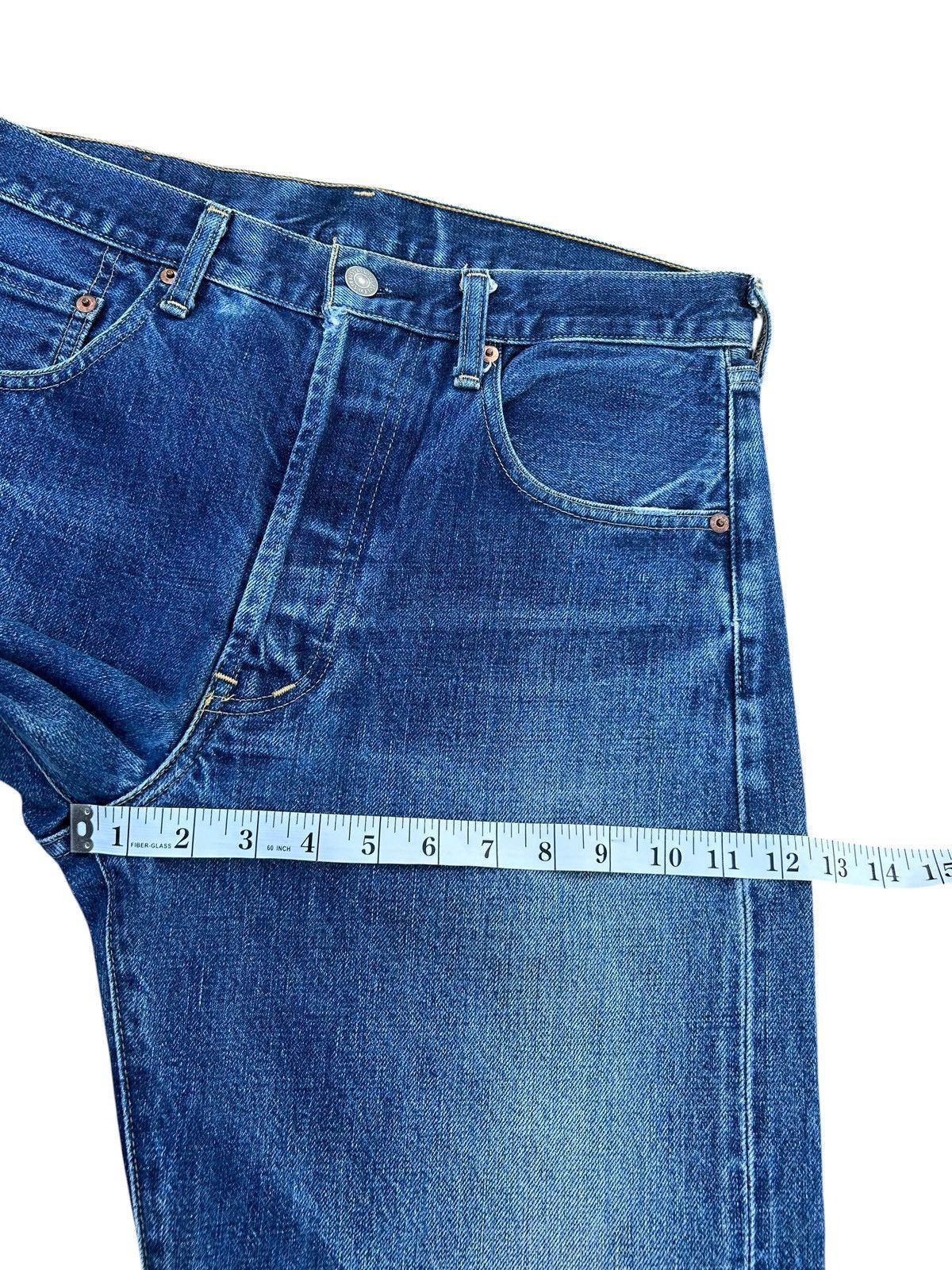Kapital Vintage Levis Big E Selvedge Short Distressed Denim jeans Size US 33 - 15 Thumbnail