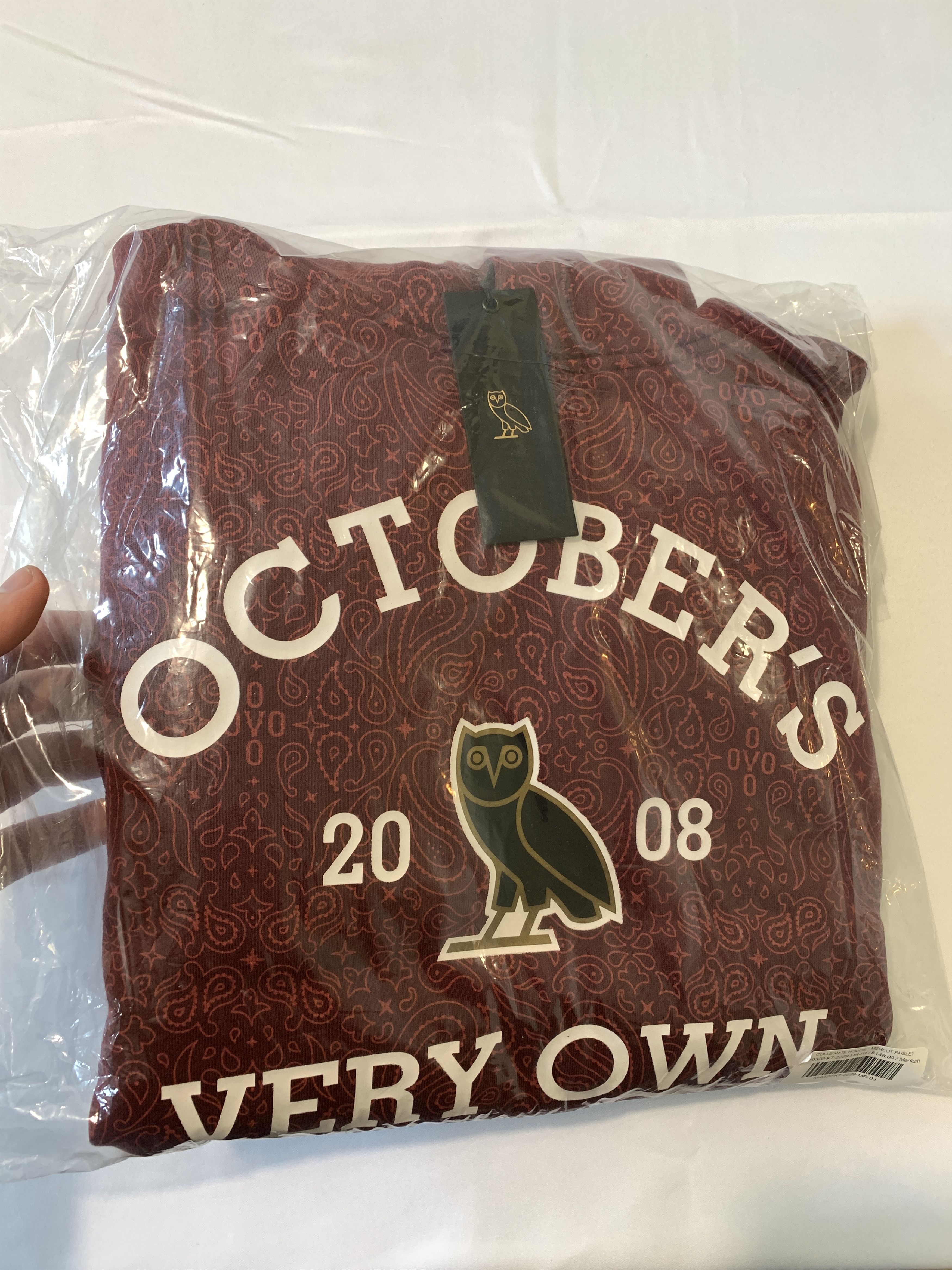Drake *RARE* OVO Collegiate Hoodie (FW22) Merlot/Paisley Size US M / EU 48-50 / 2 - 3 Thumbnail