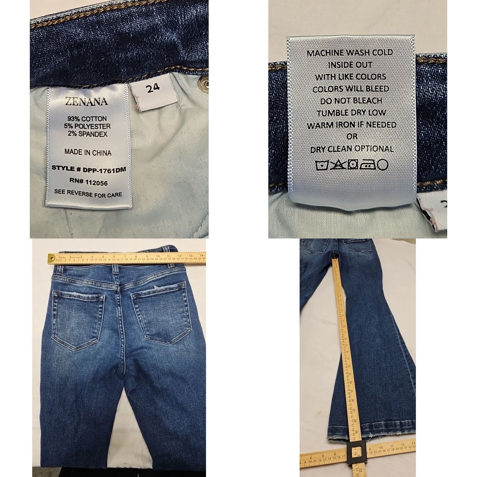Vintage Zenana Womens High Rise Flare Jeans Size 24 Button Fly Distressed Stretch Denim Blue 29 Inseam Regular Rise Jeans Womens 24 Regular XS? Size 42" / US 20 - 8 Thumbnail