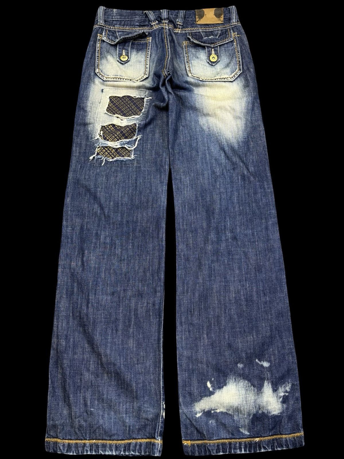 Japanese Brand 💥Heavy Distressed💥LB03 Mudwash Loose Soft Denim F897 Size US 29 - 2 Thumbnail