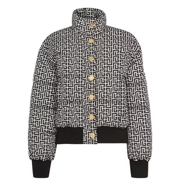 Balmain o1g2r1mq0924 Monogram Padded Jacket in Ivoire & Noir Size M / US 6-8 / IT 42-44 - 1 Thumbnail