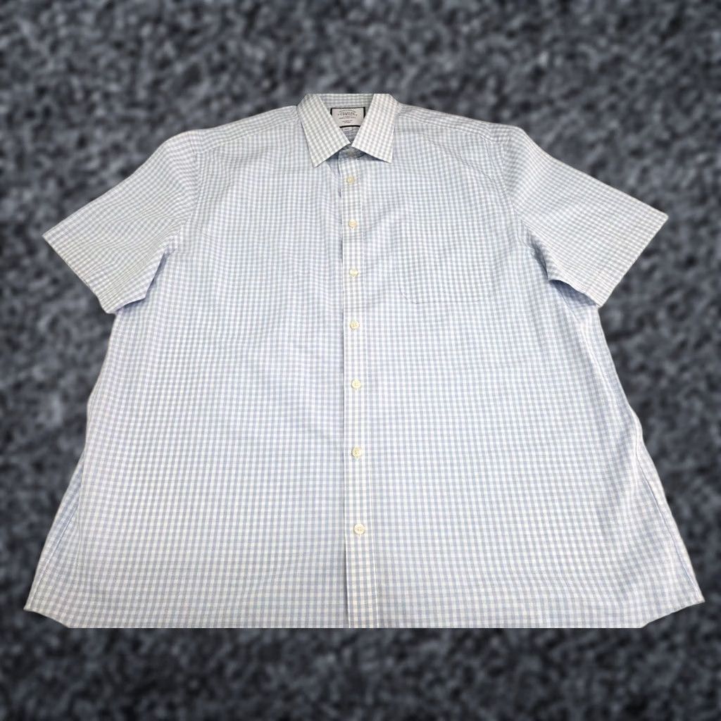Charles Tyrwhitt Charles Tyrwhitt Men's Short Sleeve Classic Fit No Iron Shirt 18 Blue/White Check Casual Formal Business Shirt Size 18 Mens Size US XXL / EU 58 / 5 - 1 Thumbnail