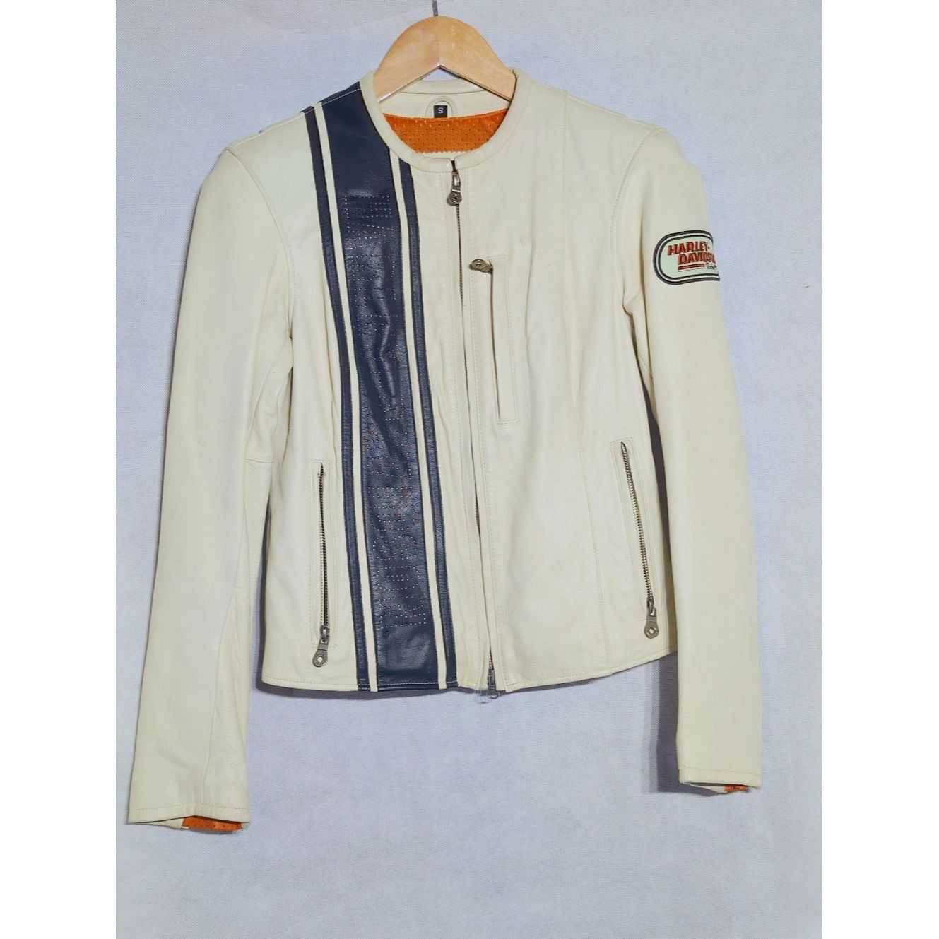 Harley Davidson Harley-Davidson Women's Cream Cafe Racer Leather Jacket S Size S / US 4 / IT 40 - 1 Thumbnail
