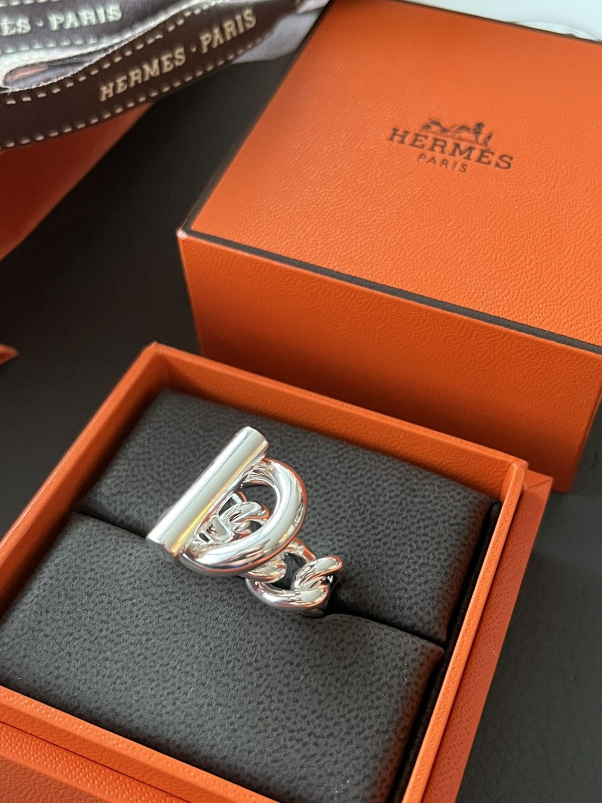 Hermes Rare Brand New Hermes Iconic Croisette Logo Ring 59 Size ONE SIZE - 5 Thumbnail