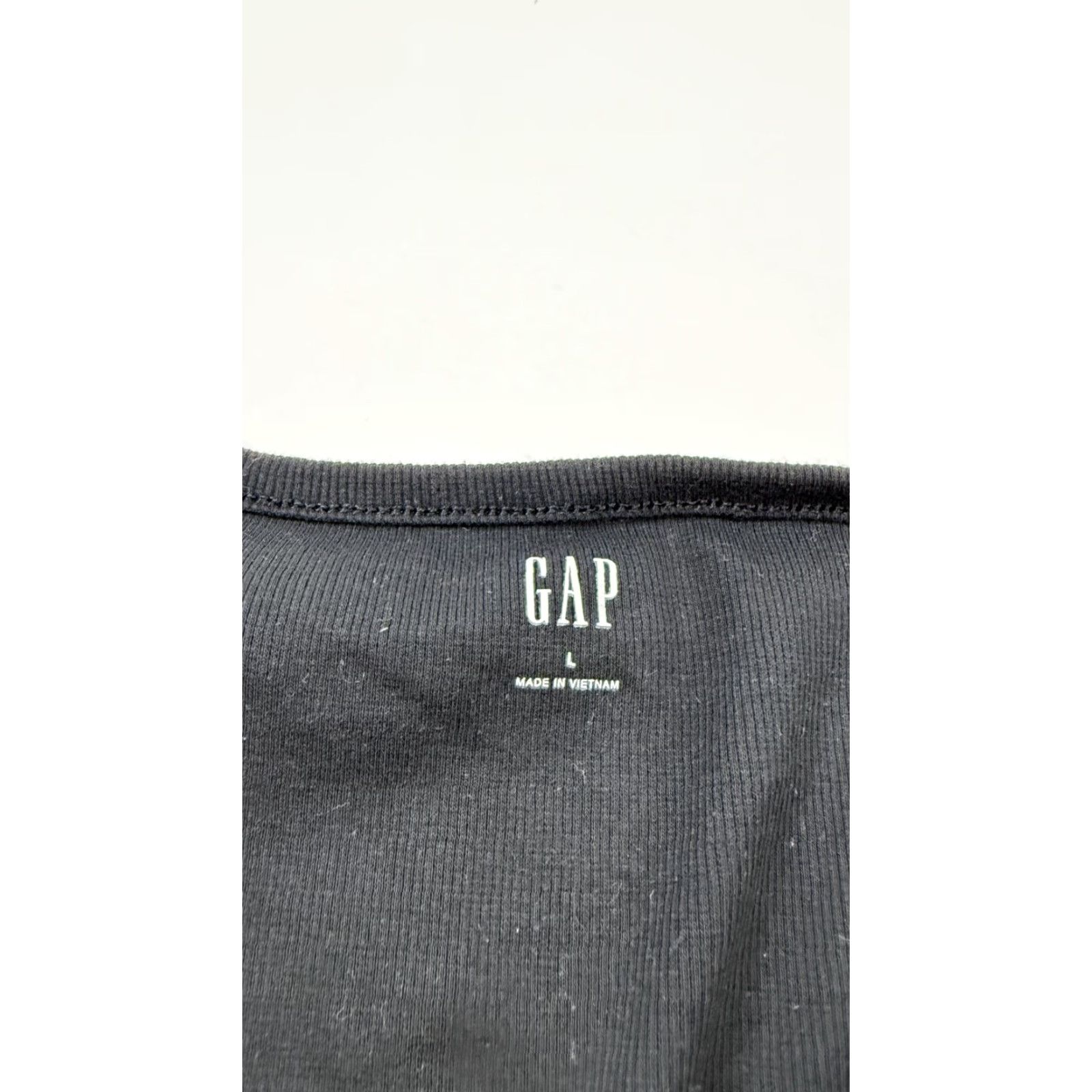 Gap Gap Shirt Womens Large Black Ribbed Short Sleeve Henley Tee Top Stretch Knit Size L / US 10 / IT 46 - 2 Thumbnail