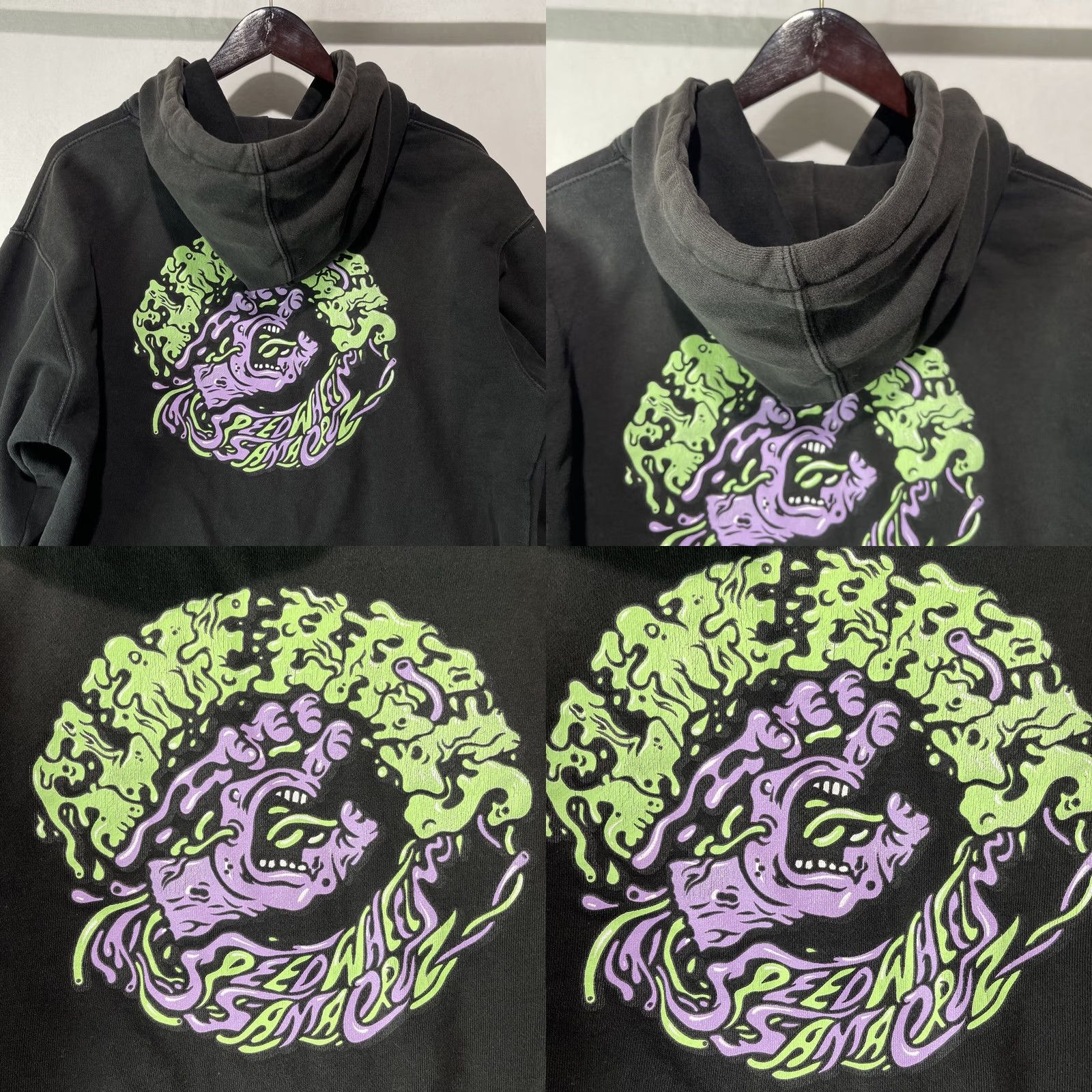 Vintage Santa Cruz Hoodie Mens M Black Slime Balls Speed Wheels Skateboard Pullover Graphic Print Logo Winter Outdoor Grunge Retro Size US M / EU 48-50 / 2 - 8 Thumbnail