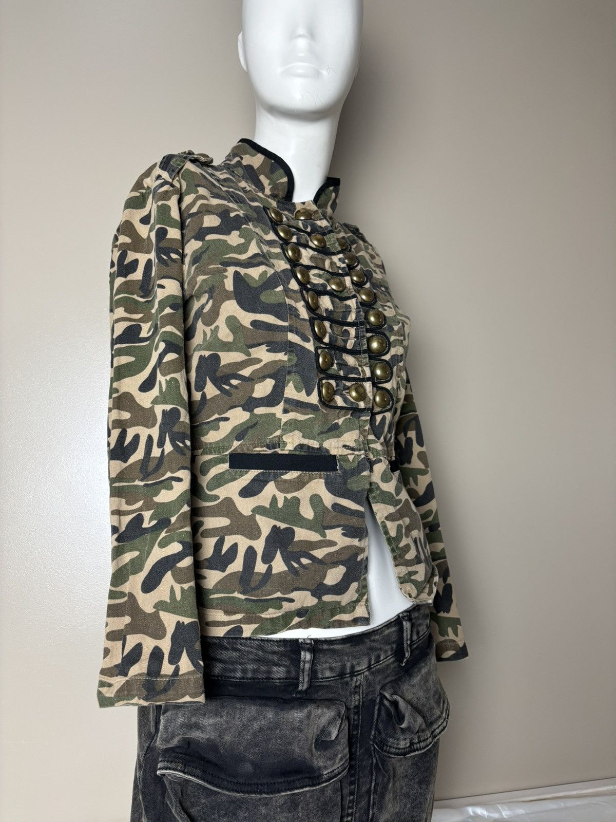 Japanese Brand × Vintage Vintage 2000s camo light jacket with buttons Allsaints style Size S / US 4 / IT 40 - 5 Thumbnail