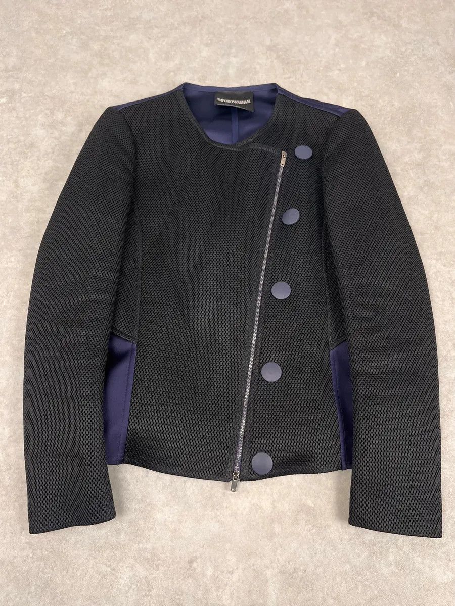 Emporio Armani SS2015 Emporio Armani Two Tone Blue & Black Asymmetrical Jacket Size M / US 6-8 / IT 42-44 - 4 Thumbnail