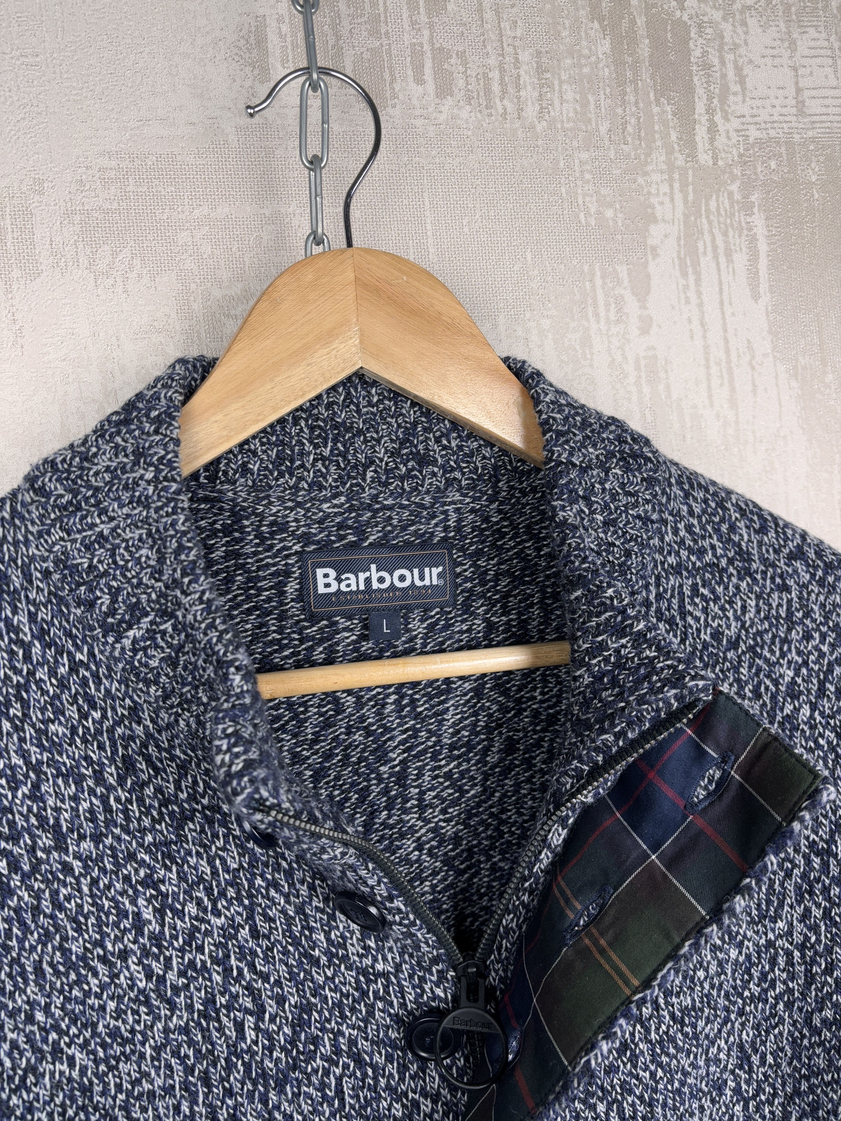 Barbour Barbour Sid Half Zip Pullover Navy Marl Wool Cotton Sweater Size US L / EU 52-54 / 3 - 6 Thumbnail