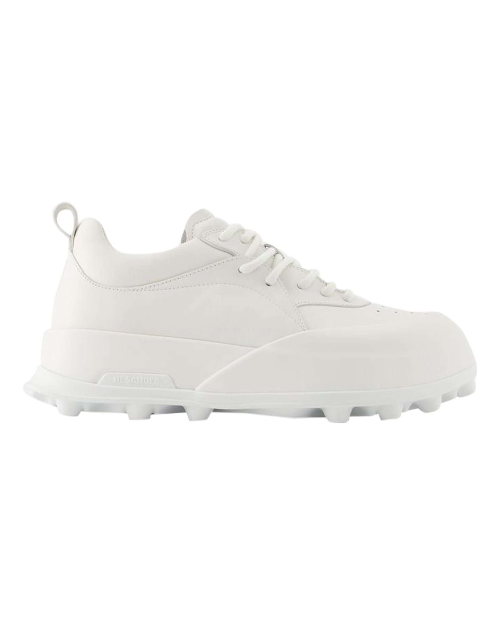 image of Jil Sander Leather Sneakers In Porcelain White, Men's (Size 8)