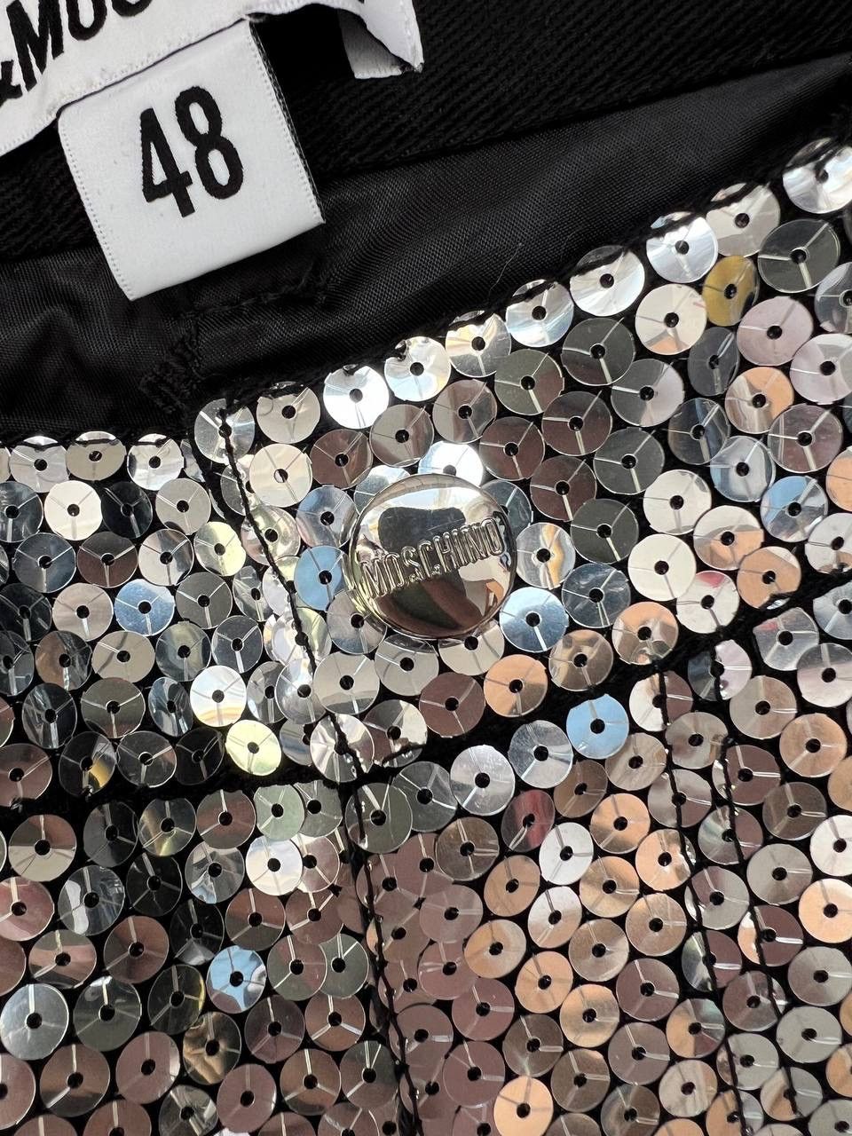 Japanese Brand × Jeremy Scott × Moschino Moschino H&M Jeremy Scott sequined denim silver pants Size US 33 - 10 Thumbnail