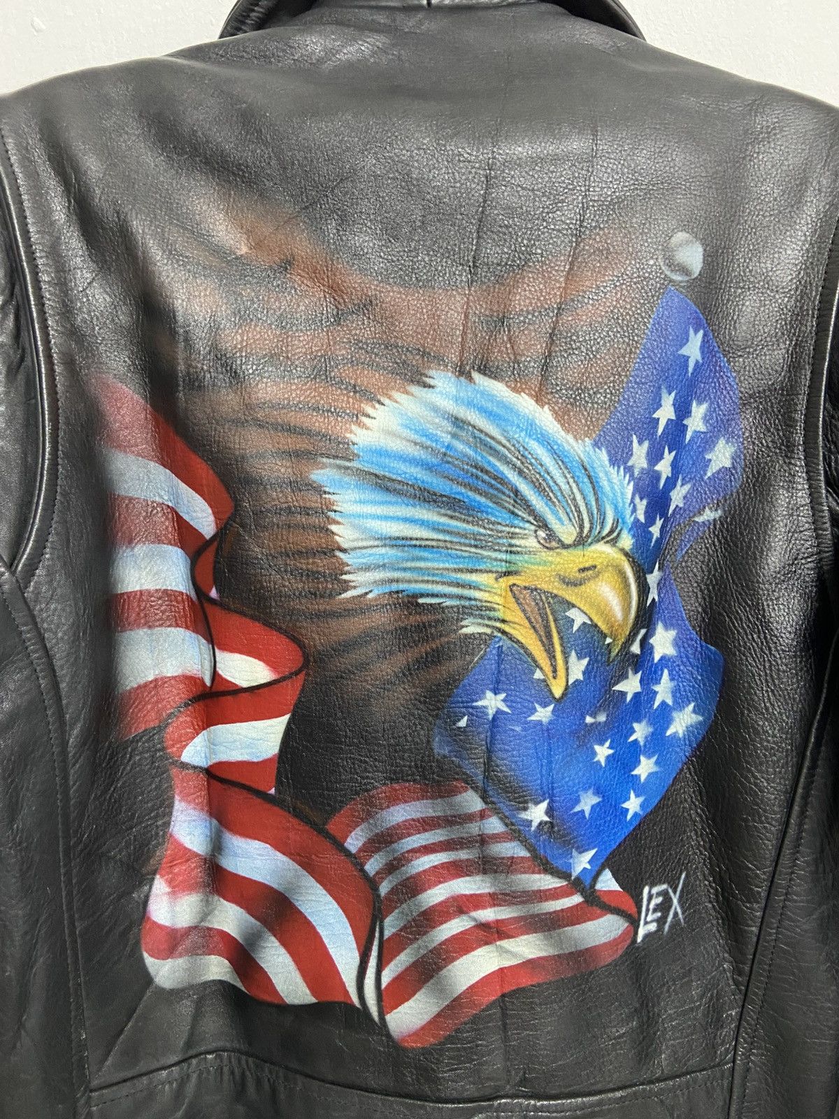 Genuine Leather Vintage Just Brass By Cowhide Leather Bird Motorcycle Jacket Size US M / EU 48-50 / 2 - 2 Thumbnail