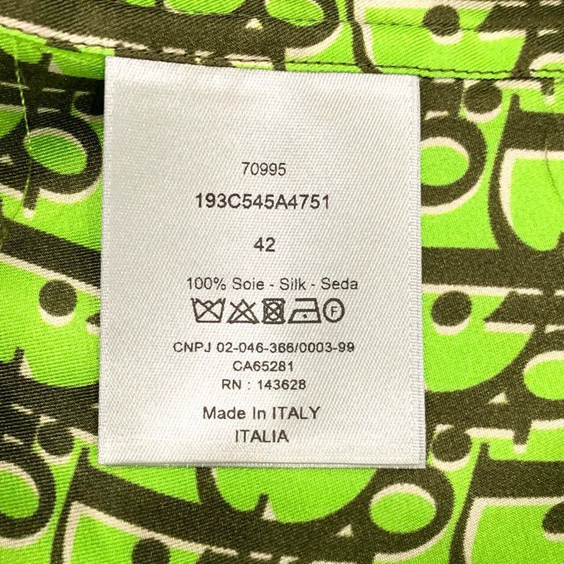 Dior Dior Logo full print mulberry silk green lapel short-sleeve Size US XS / EU 42 / 0 - 6 Thumbnail