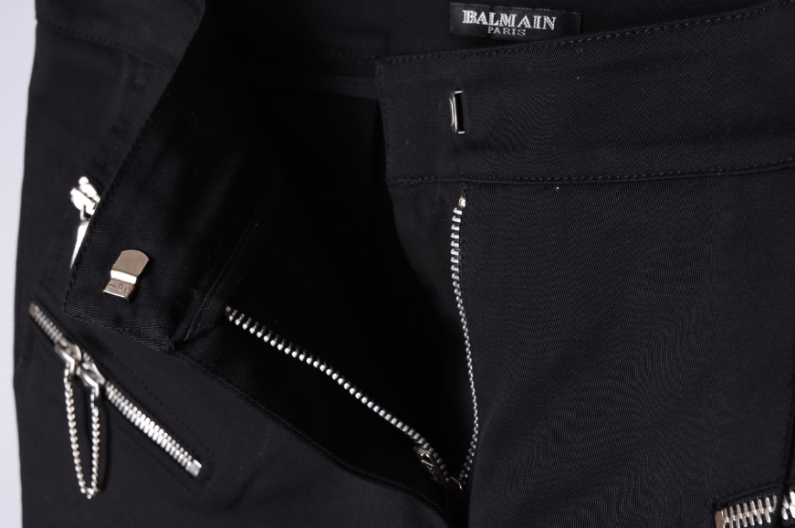 Balmain Women's Balmain Black Biker Zip Pocket Trousers Size W33 L34 Size 33" - 4 Thumbnail