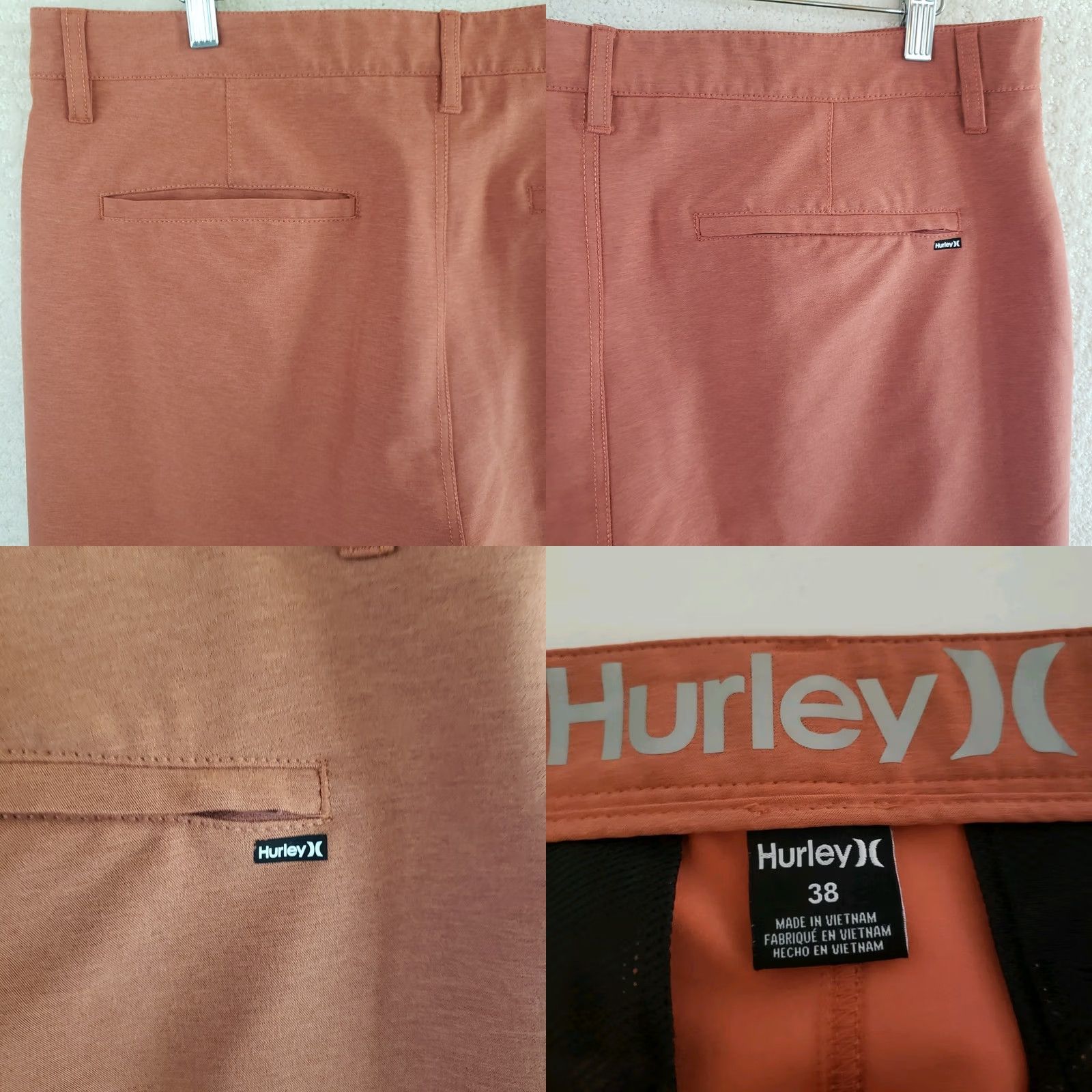 Hurley Hurley Men's Shorts Size 38x10 Coral Pink Belt Loops Pockets Polyester Elastane Casual, Travel Size US 38 / EU 54 - 8 Thumbnail