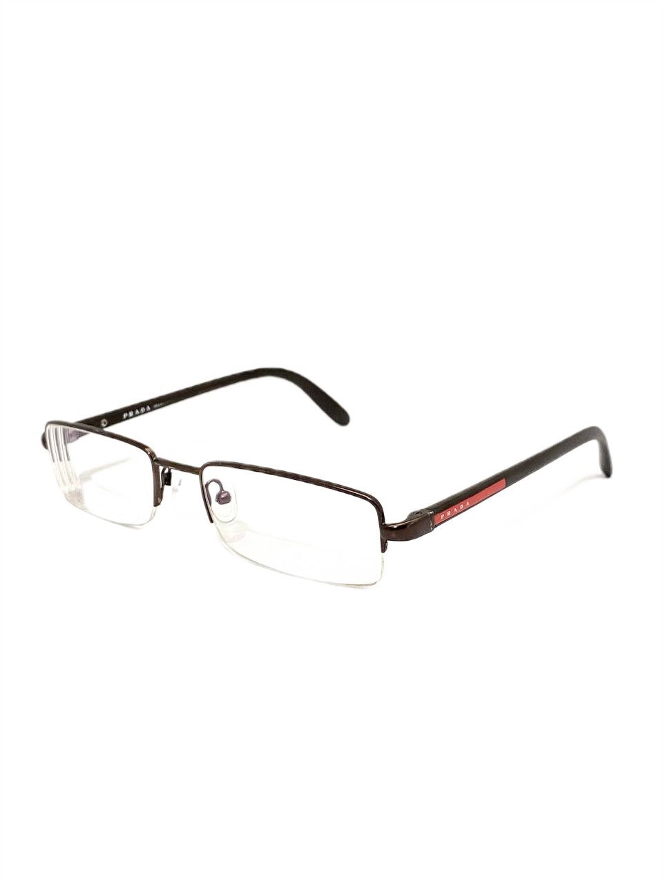 Prada Red Tab Logo Retro Rimless Square Eyeglasses Y2K