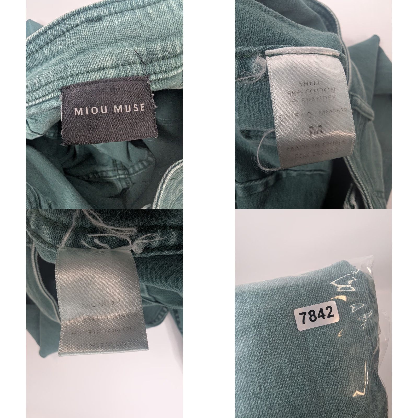 Vintage VINTAGE Miou Muse Jeans Women Medium Green Wide Leg Raw Hem High Rise Cotton Blend Size 32" / US 10 / IT 46 - 9 Thumbnail