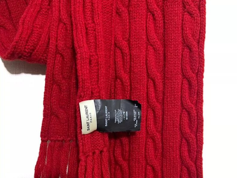 Saint Laurent Paris Saint Laurent Paris 13AW First Year Red Wool Twisted Fringe Size ONE SIZE - 2 Thumbnail